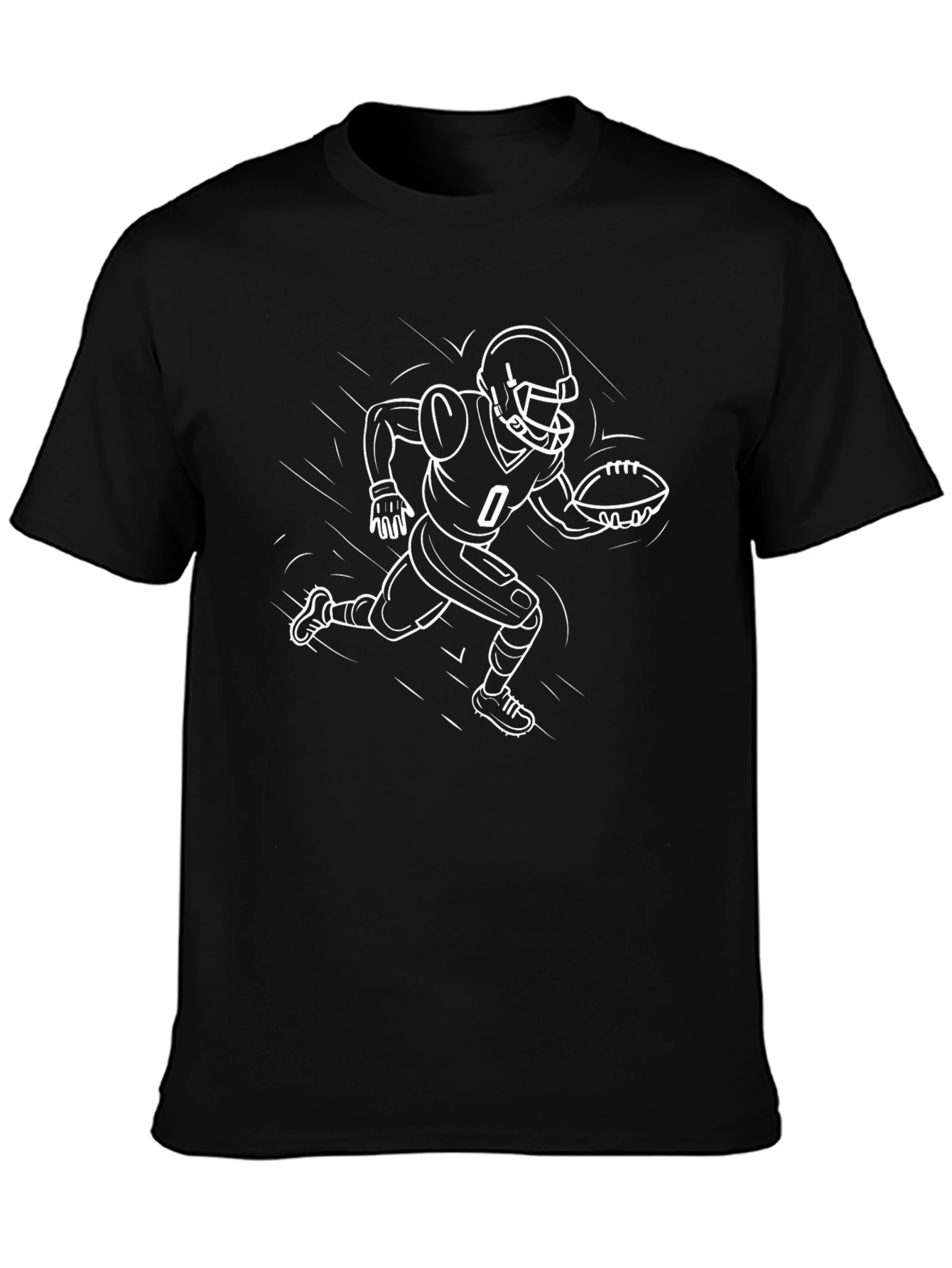 Football Player Graphic T-Shirt - Black Cotton Tee