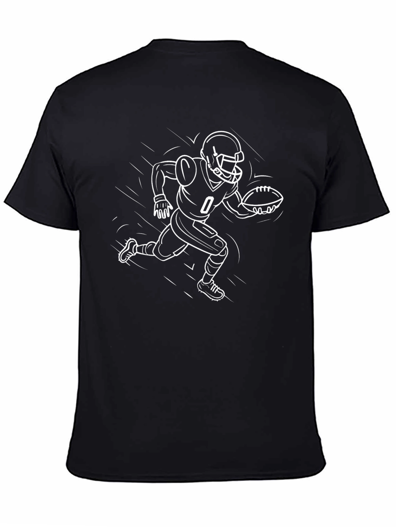 Football Player Graphic T-Shirt - Black Cotton Tee