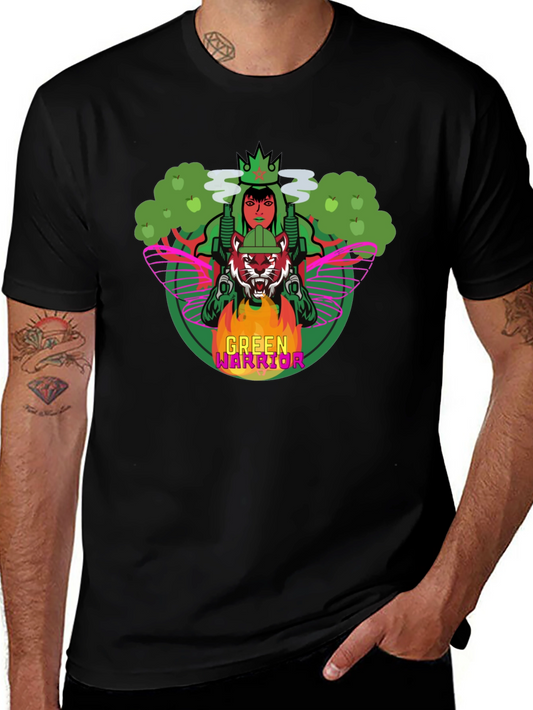 Green Warrior Graphic Print T-Shirt