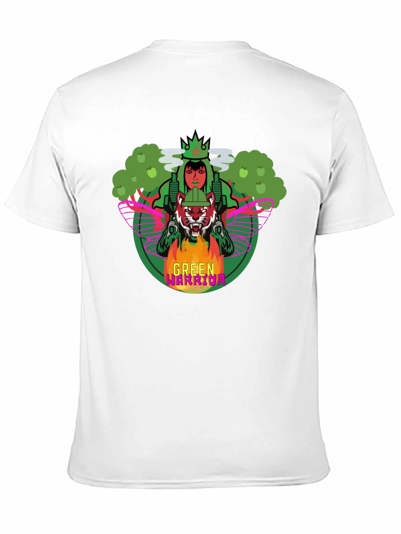 Green Warrior Graphic Print T-Shirt