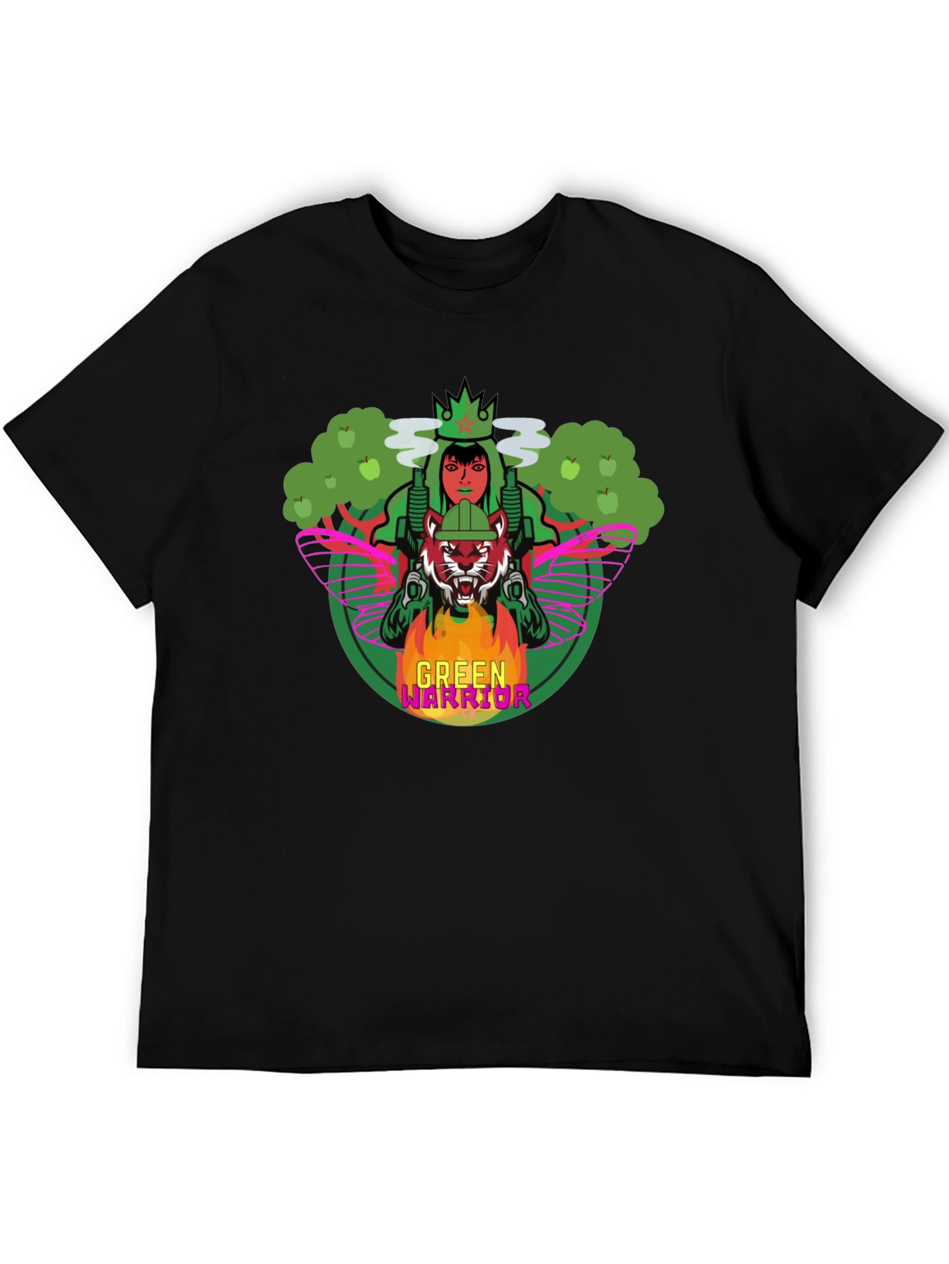 Green Warrior Graphic Print T-Shirt