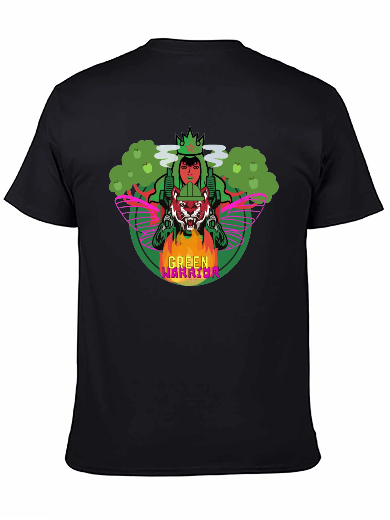 Green Warrior Graphic Print T-Shirt