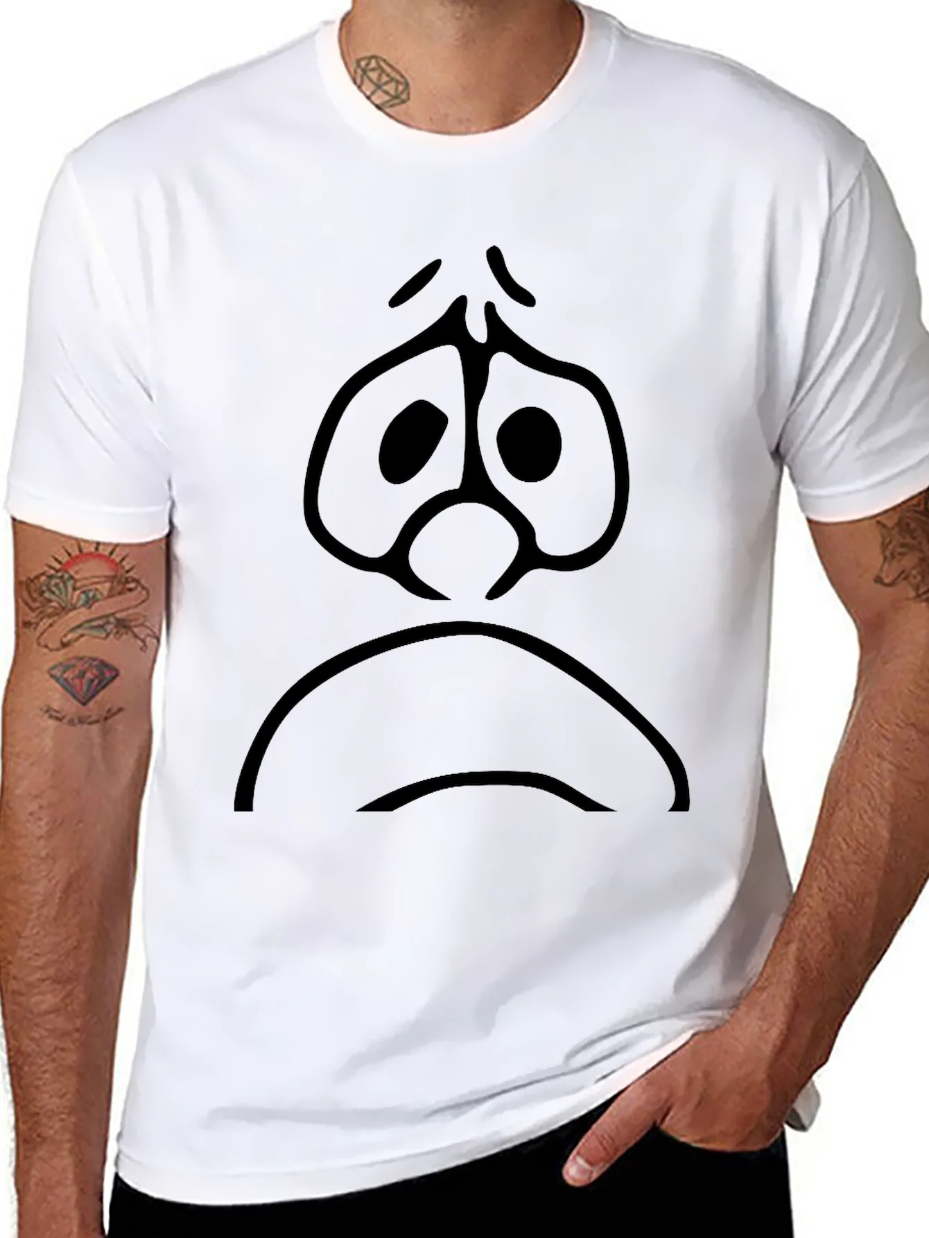 Sad Face Graphic Black T-Shirt