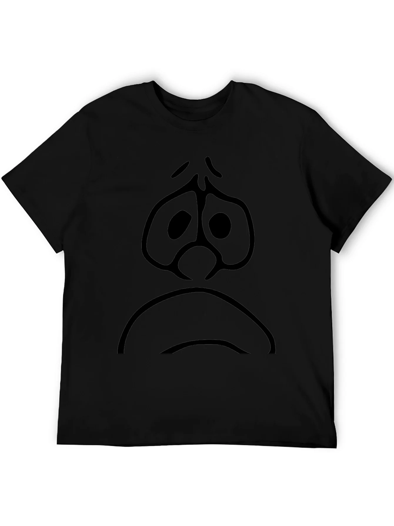 Sad Face Graphic Black T-Shirt