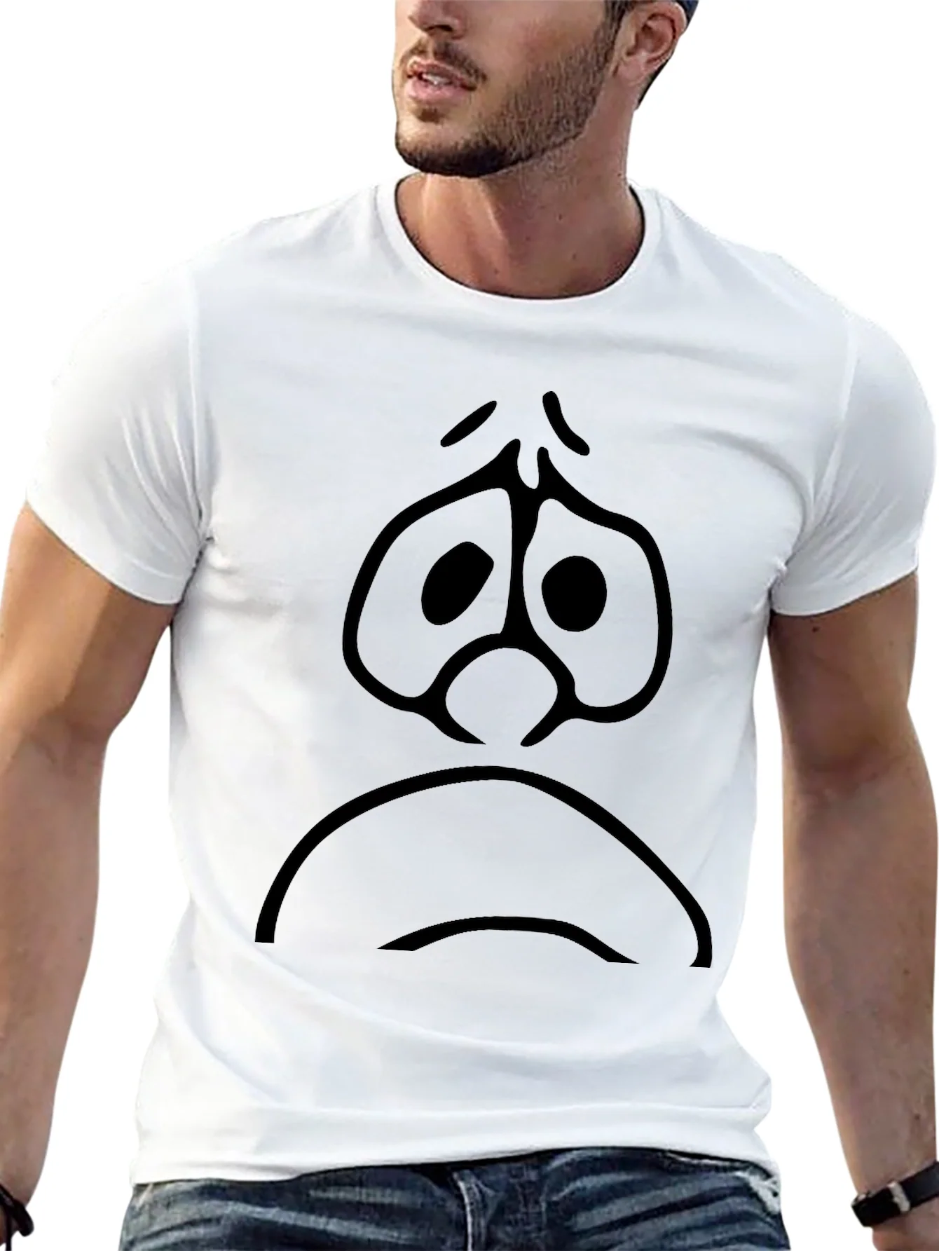 Sad Face Graphic Black T-Shirt