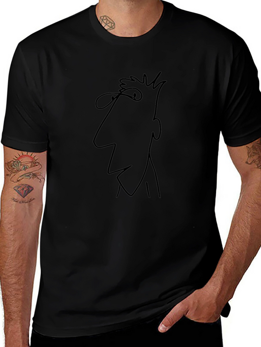 Abstract Face Black T-Shirt - Unique Minimalist Design
