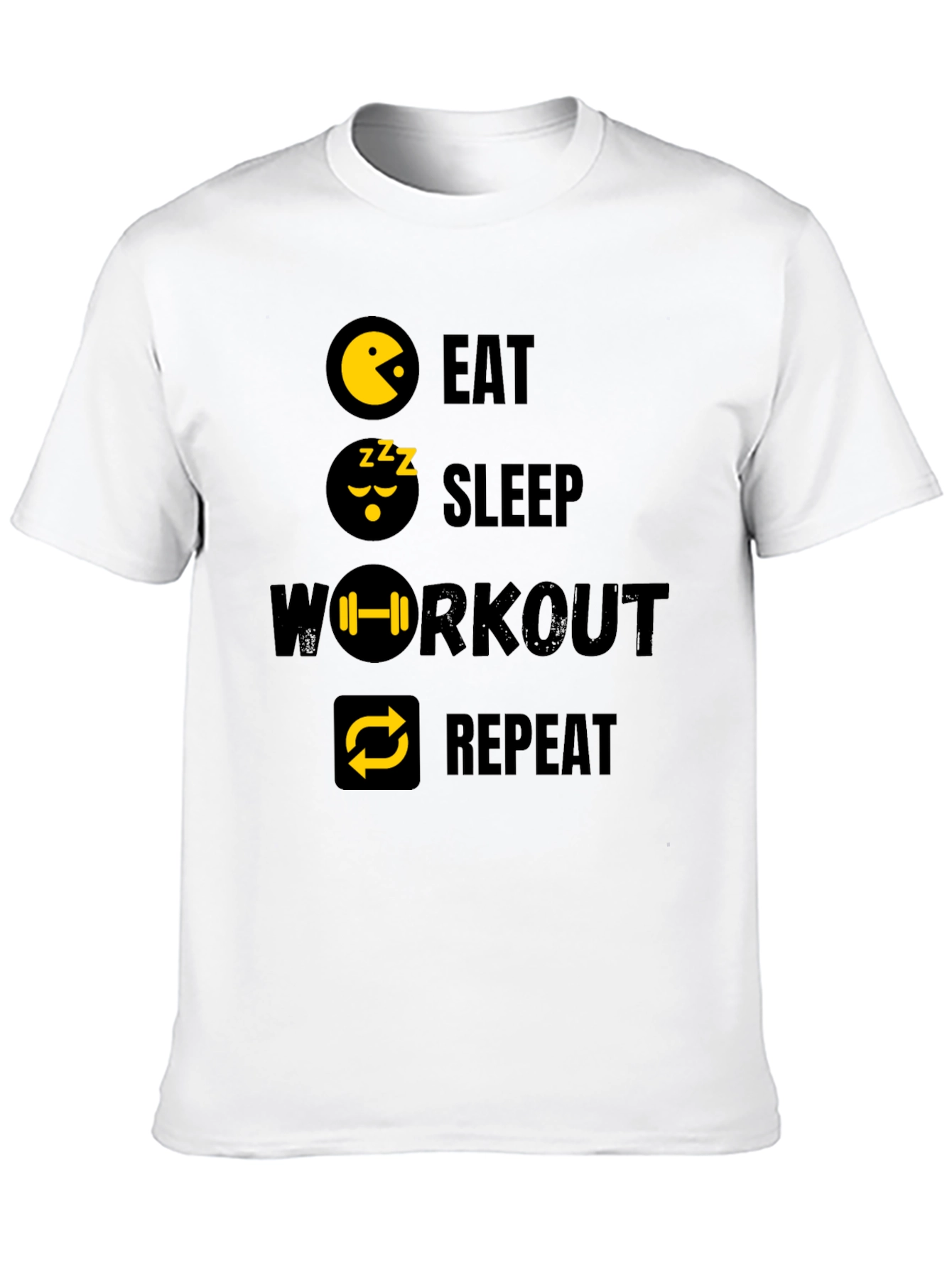 Eat Sleep Workout Repeat Graphic Tee - Black