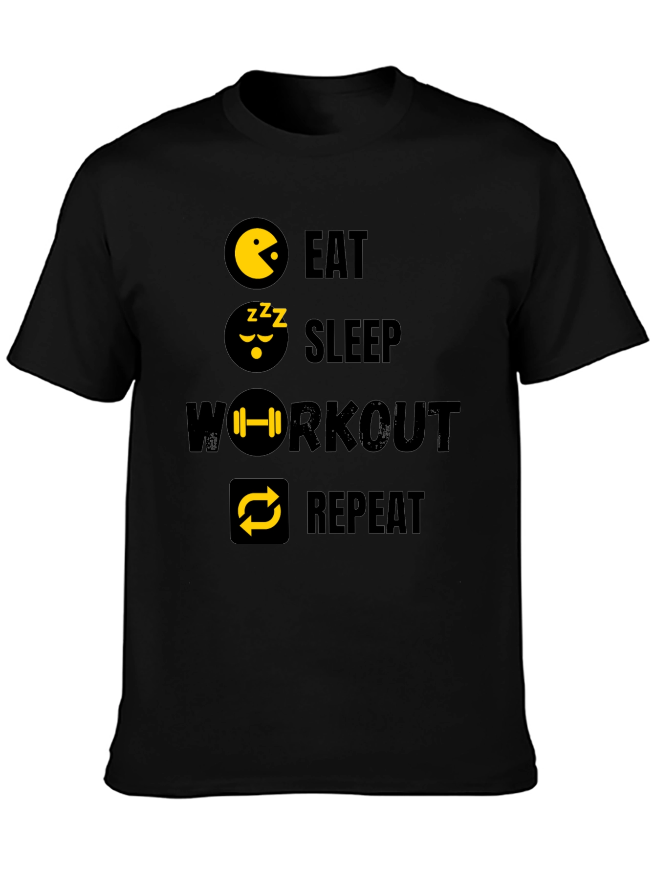Eat Sleep Workout Repeat Graphic Tee - Black
