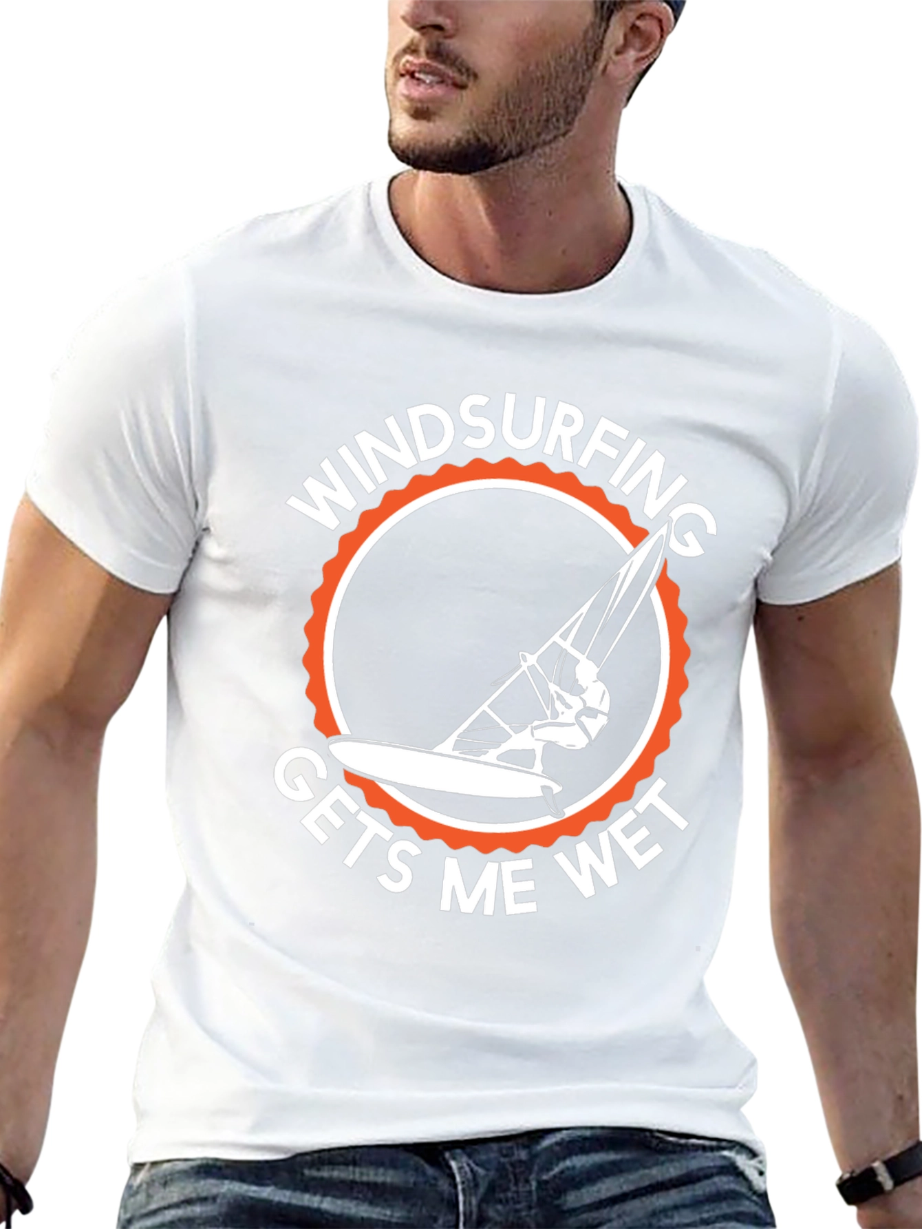 Windsurfing Gets Me Wet T-Shirt - Black Cotton Tee