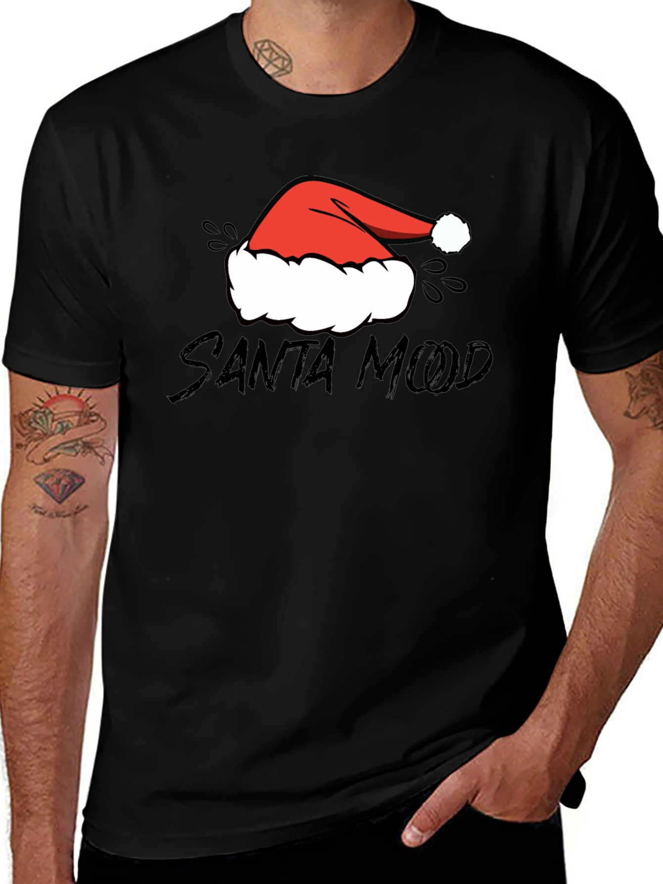 Santa Mood Graphic Tee - Holiday Festive Shirt