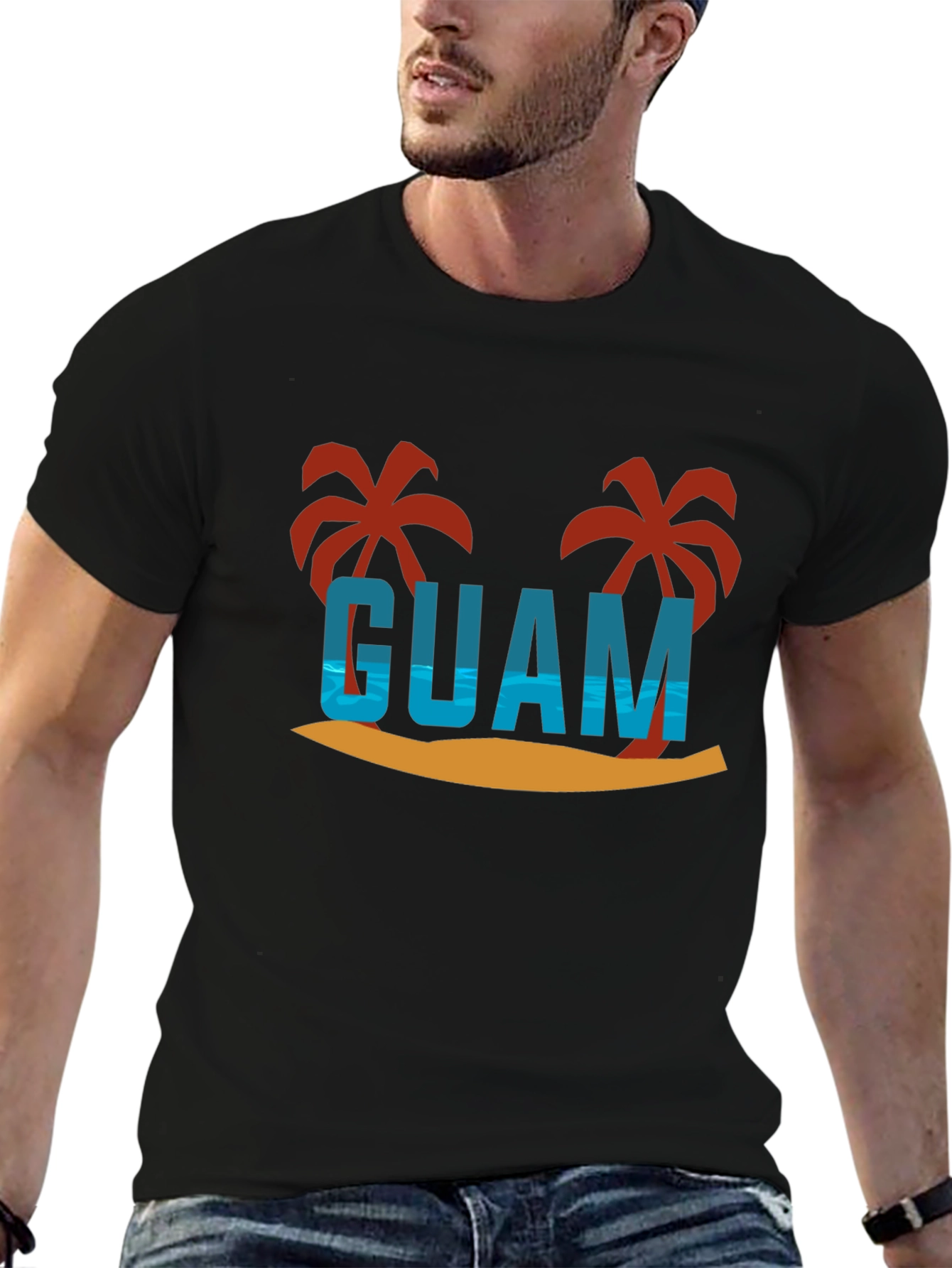 Guam Palm Tree Graphic Tee - Tropical Island Style