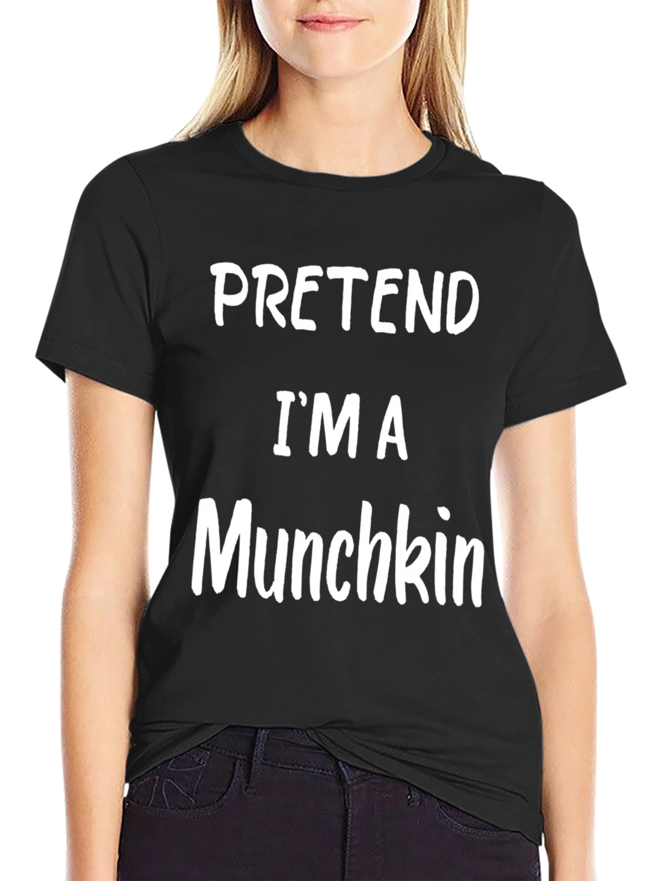 Pretend Im A Munchkin Black Cotton T-Shirt