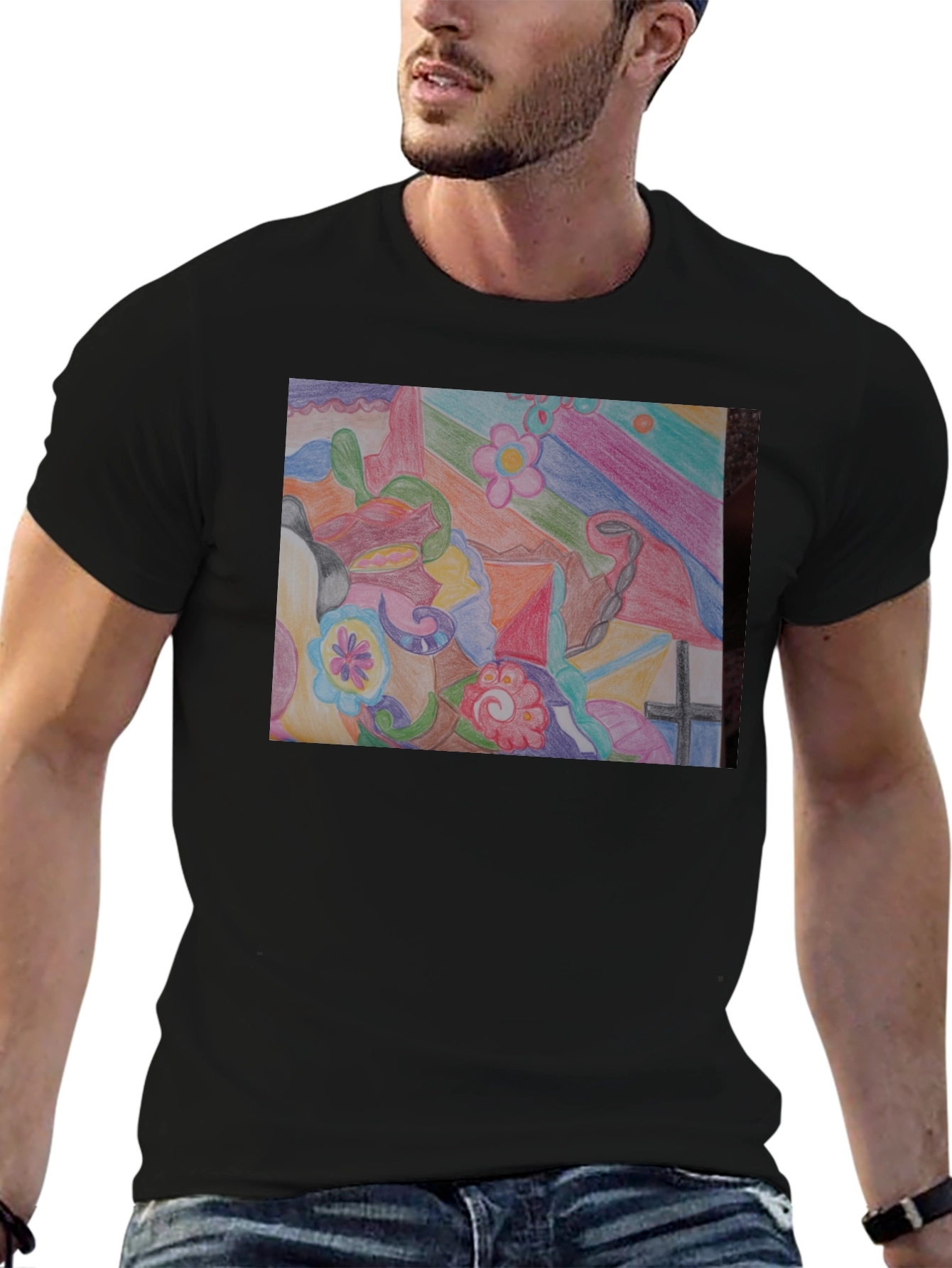 Abstract Art Graphic Tee - Unisex Black T-Shirt