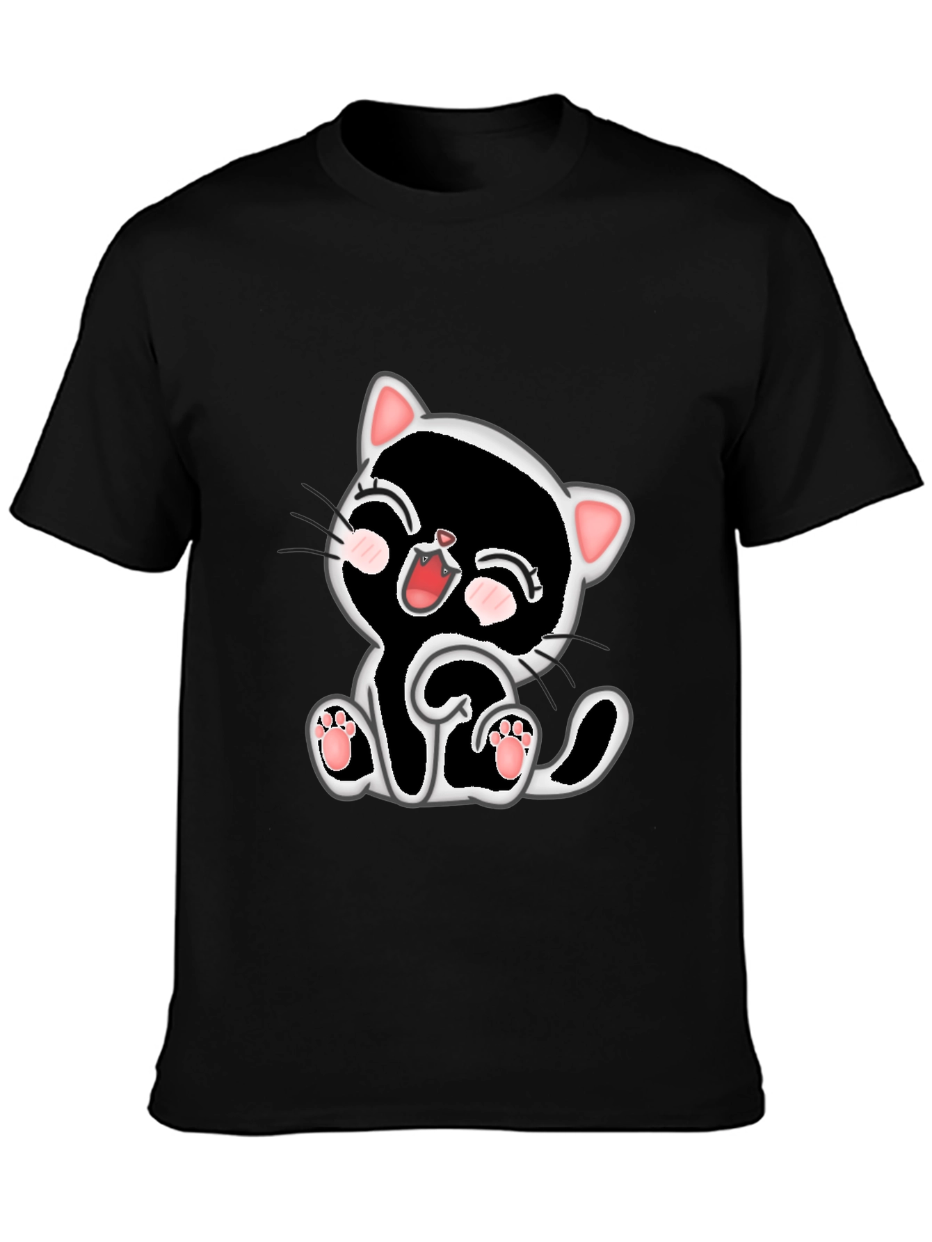 Cute Kitten Graphic Tee - Black