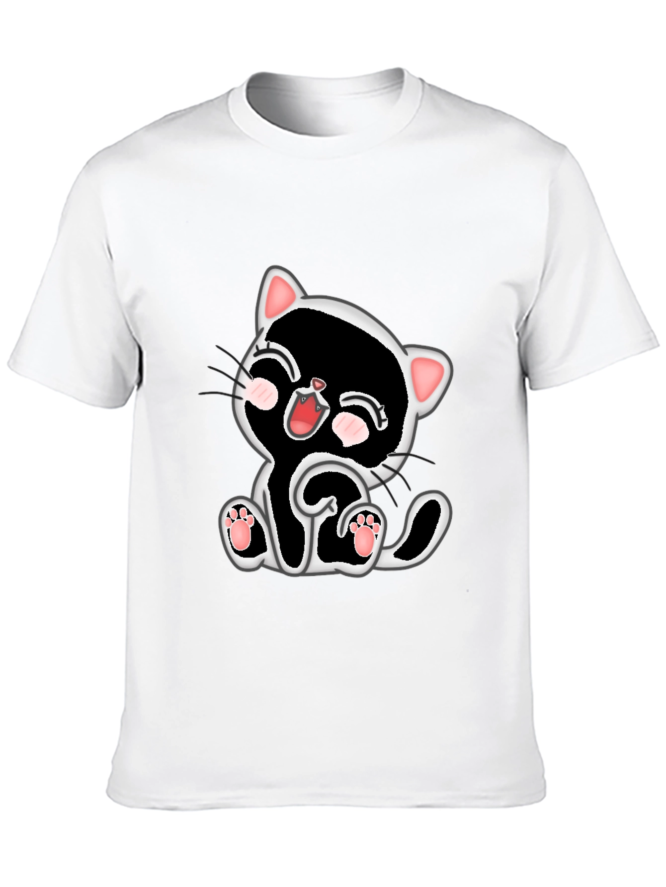 Cute Kitten Graphic Tee - Black