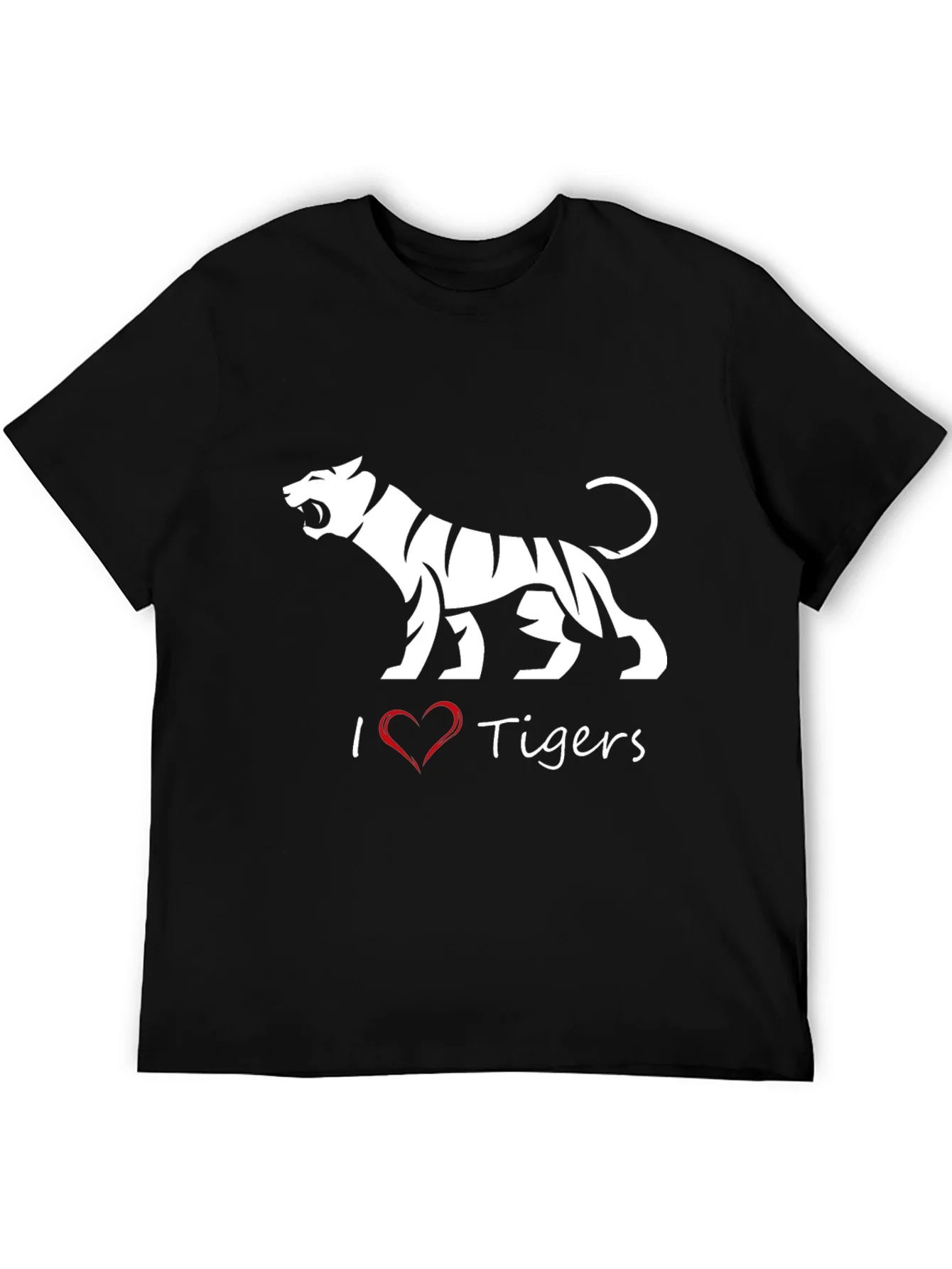 I Love Tigers Black T-Shirt