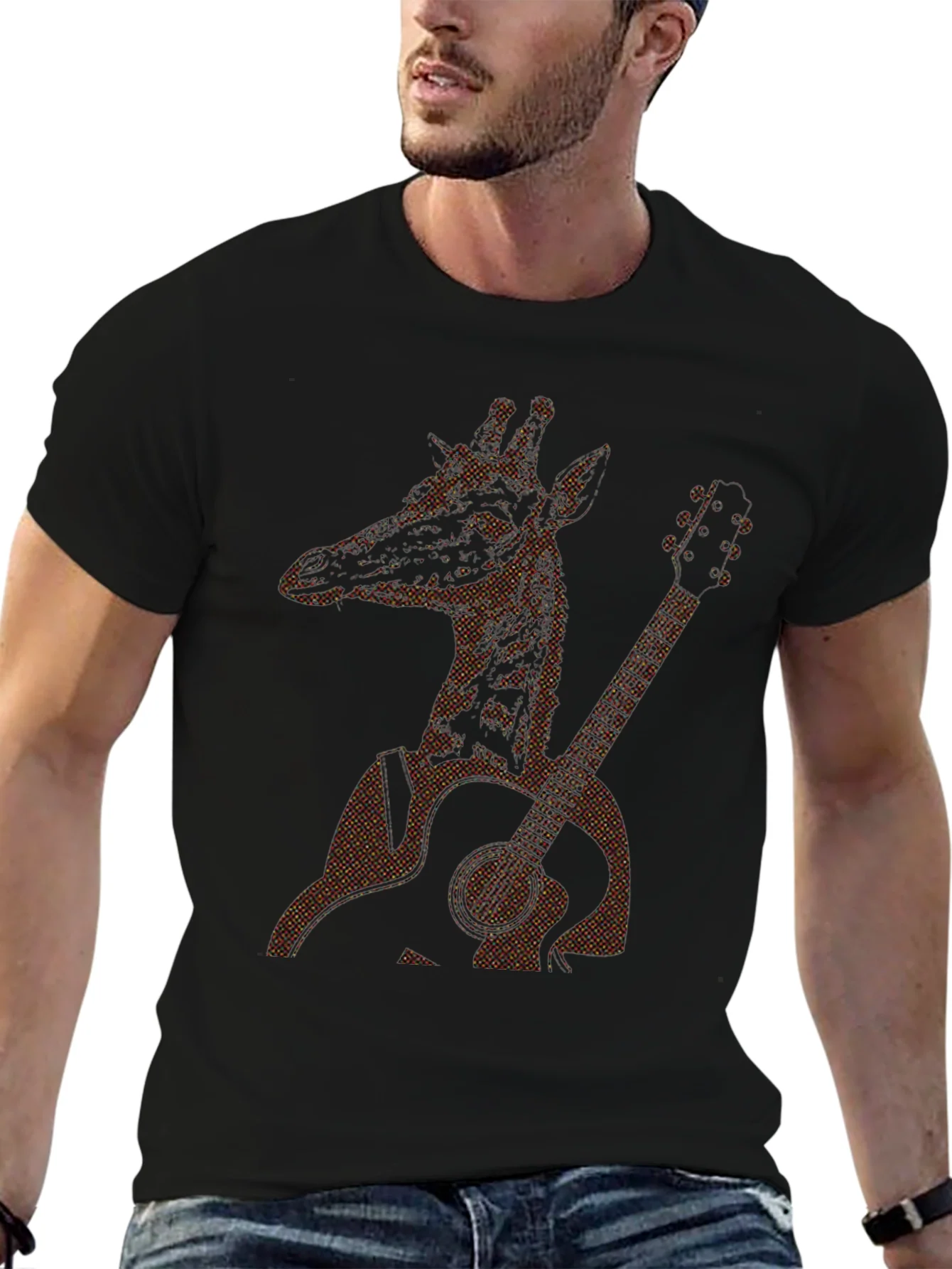 Giraffe Guitarist Graphic Tee - Cool Animal Music Shirt