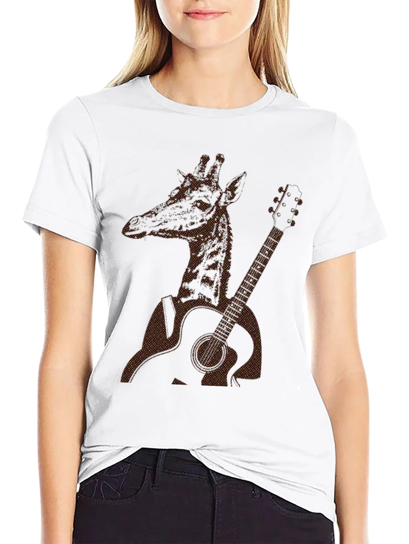 Giraffe Guitarist Graphic Tee - Cool Animal Music Shirt