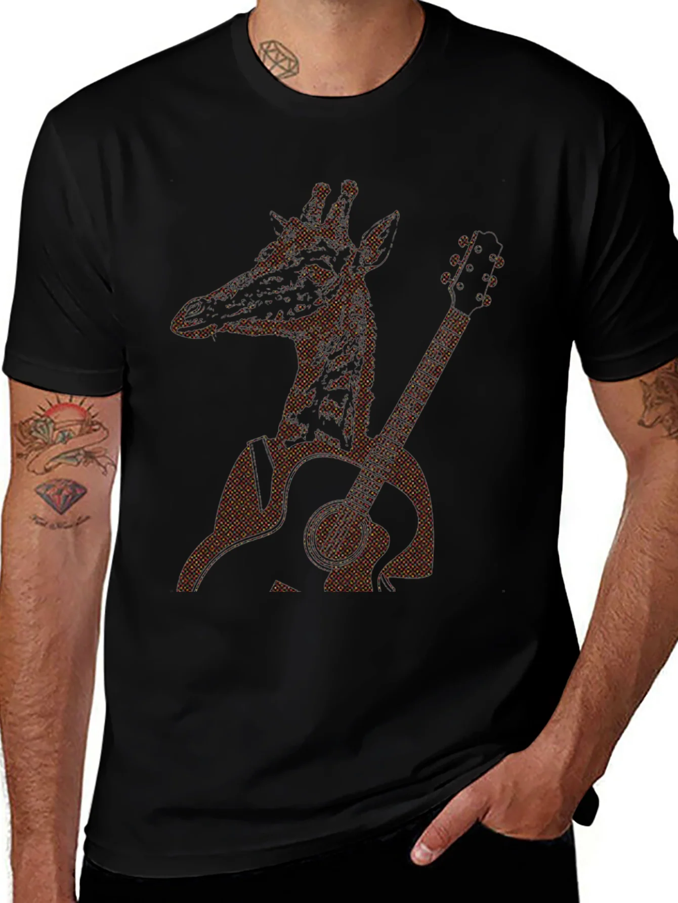 Giraffe Guitarist Graphic Tee - Cool Animal Music Shirt