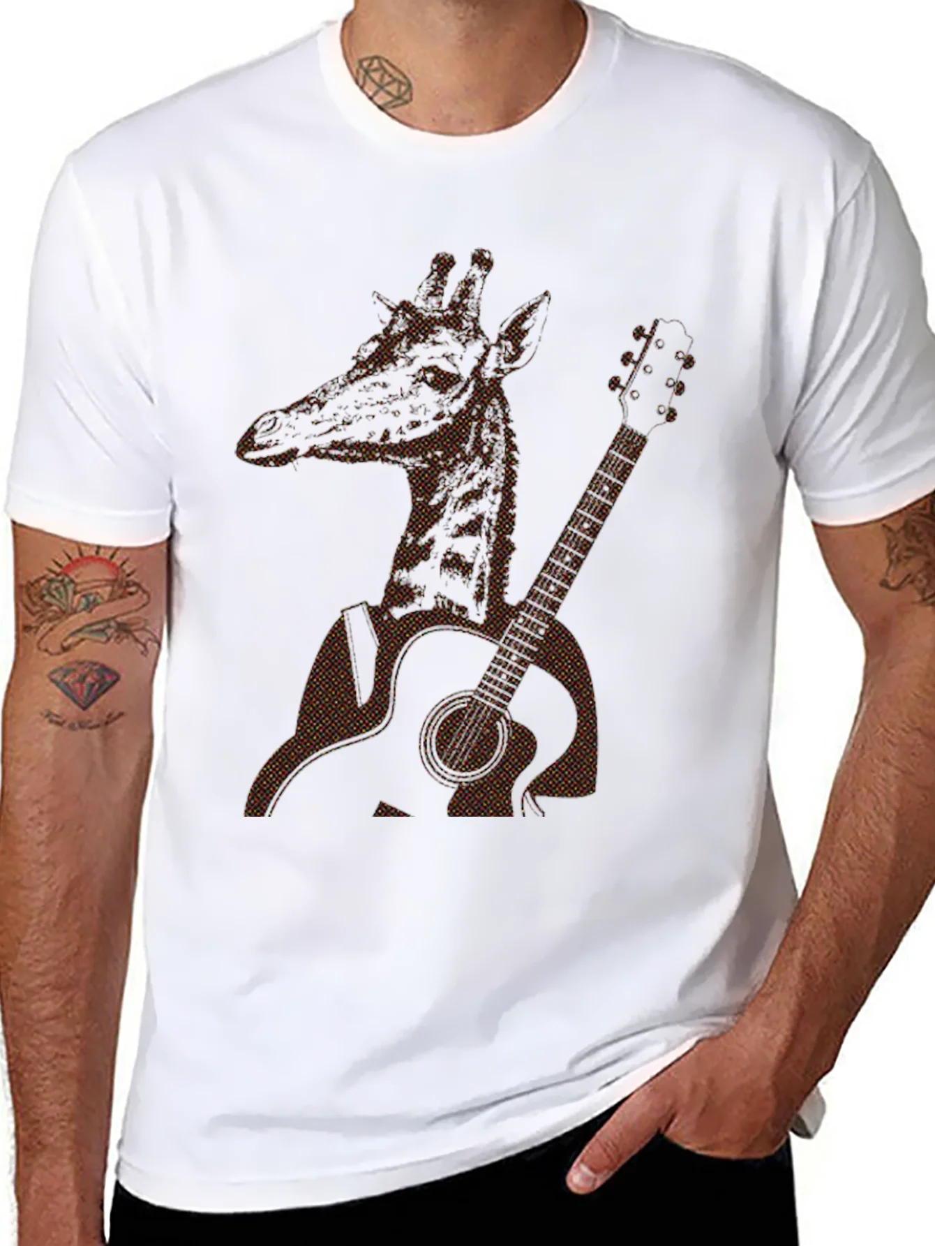 Giraffe Guitarist Graphic Tee - Cool Animal Music Shirt
