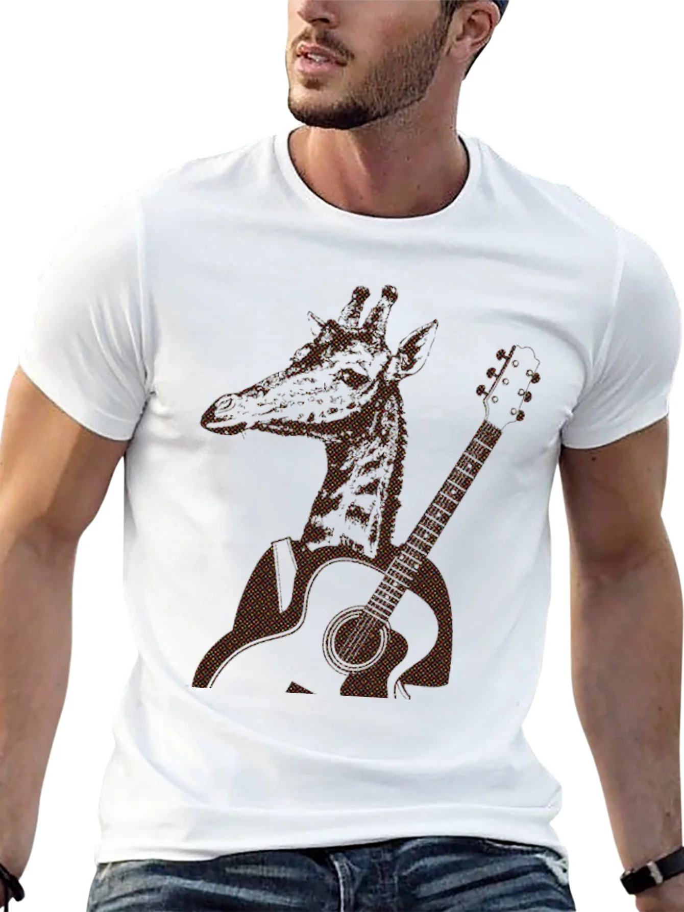 Giraffe Guitarist Graphic Tee - Cool Animal Music Shirt
