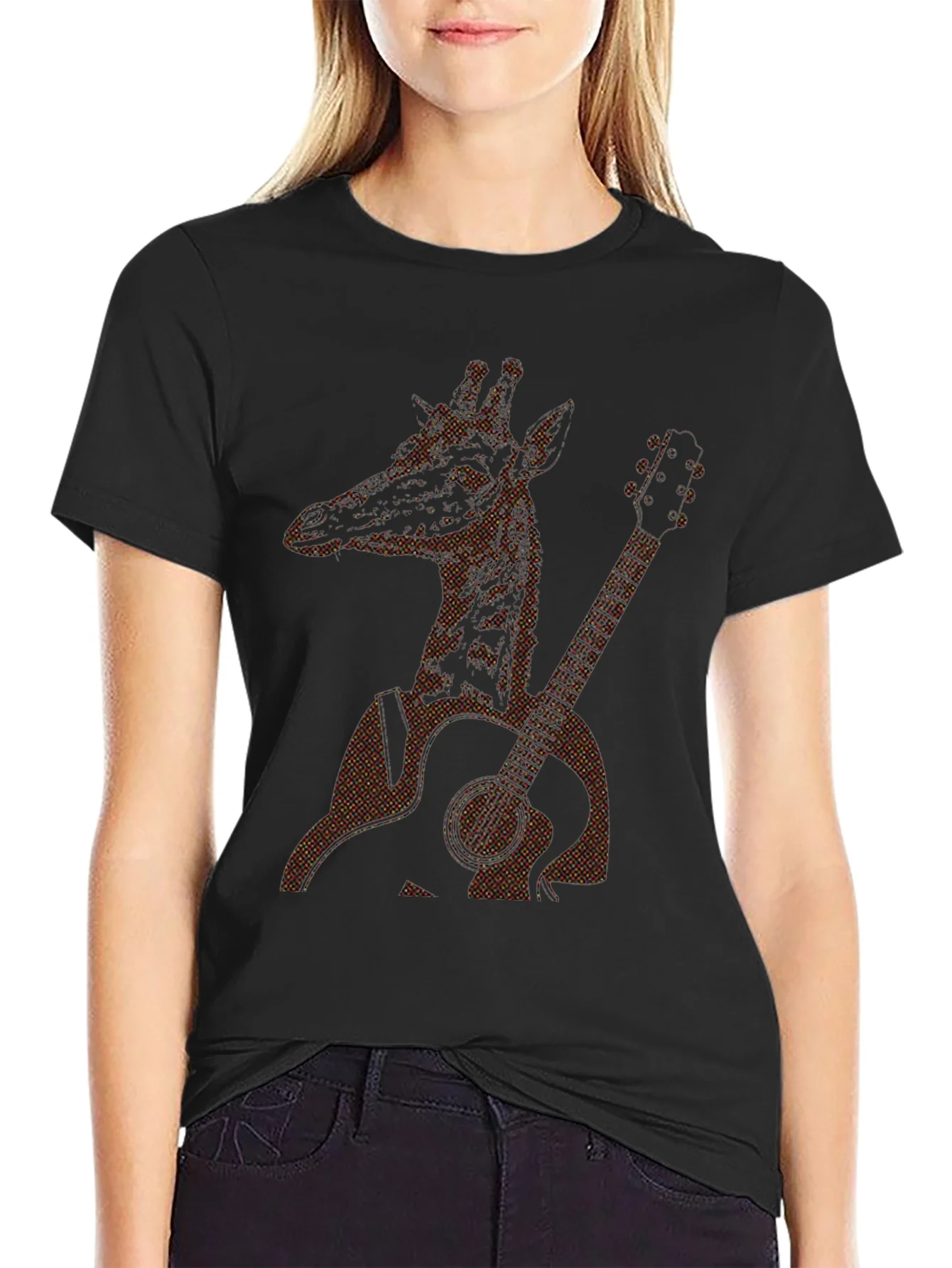 Giraffe Guitarist Graphic Tee - Cool Animal Music Shirt