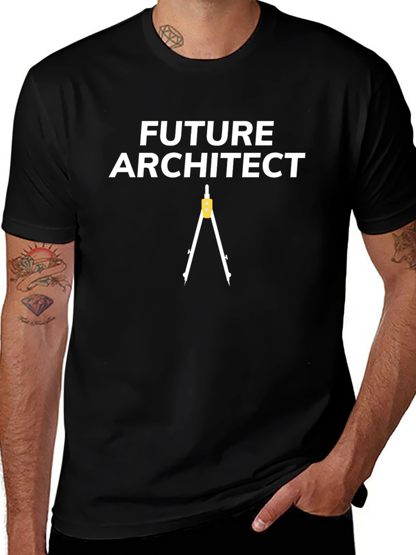 Future Architect T-Shirt - Black Tee with Compass Design