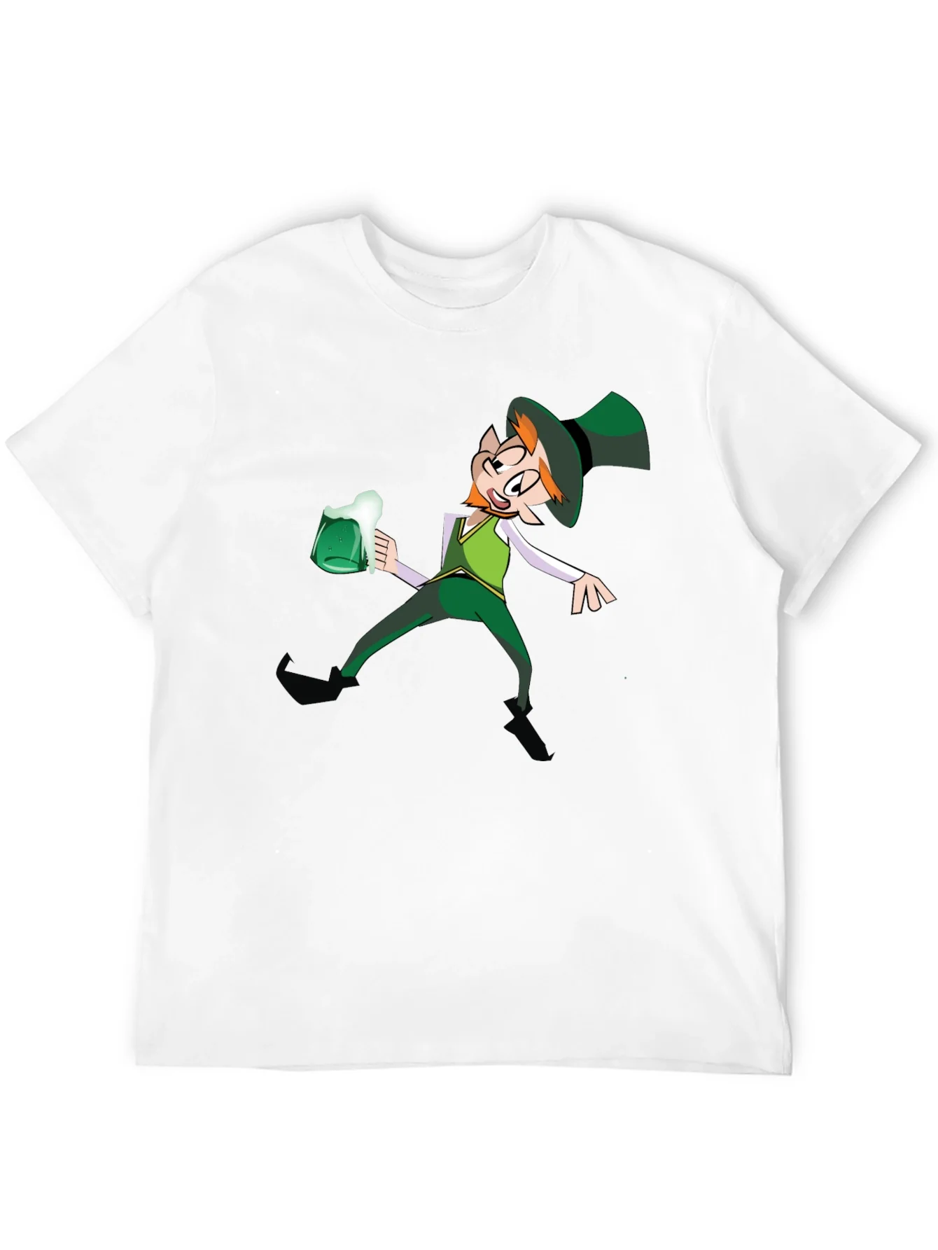Leprechaun Drinking Graphic T-Shirt - Black