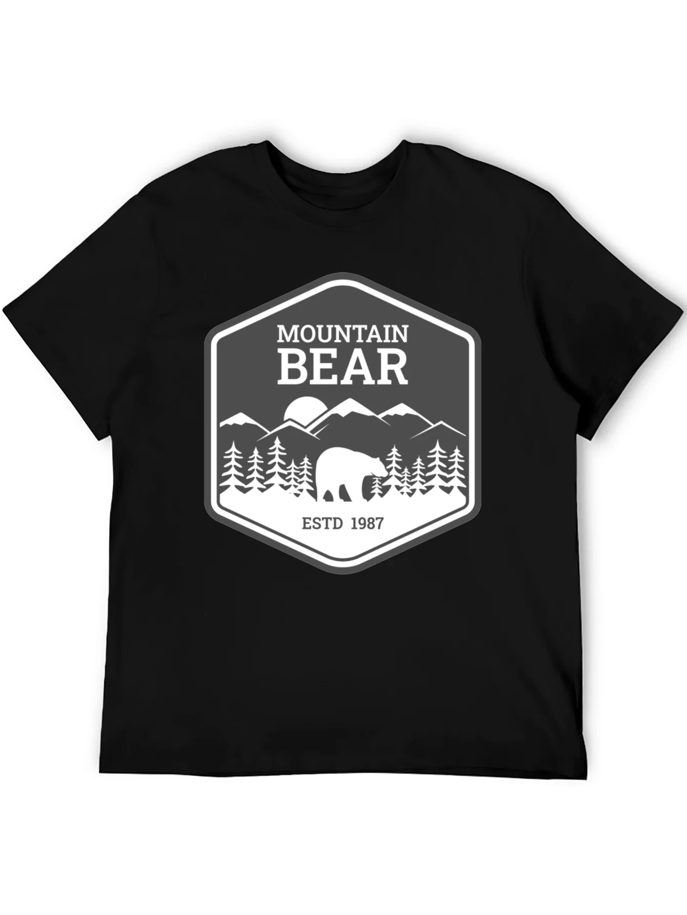 Mountain Bear Graphic Tee - Black Cotton Blend