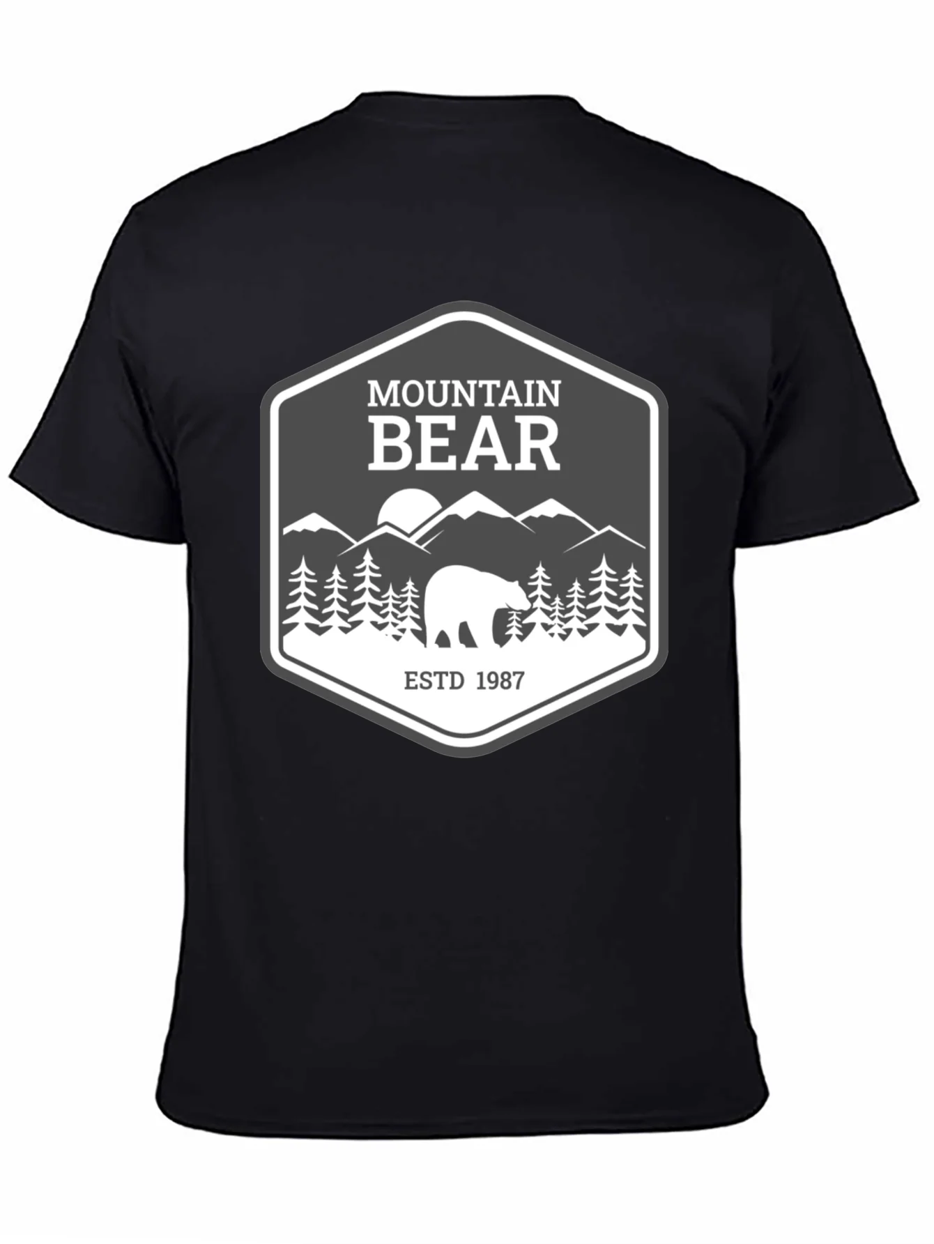 Mountain Bear Graphic Tee - Black Cotton Blend