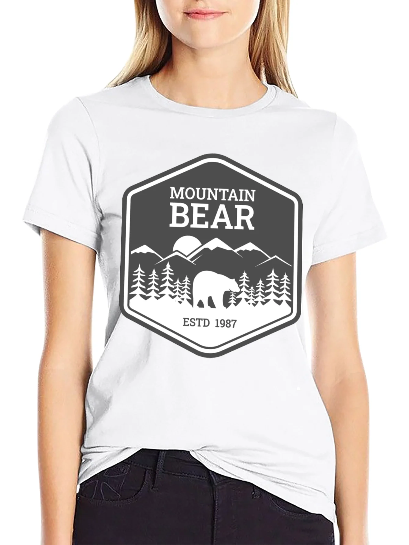 Mountain Bear Graphic Tee - Black Cotton Blend