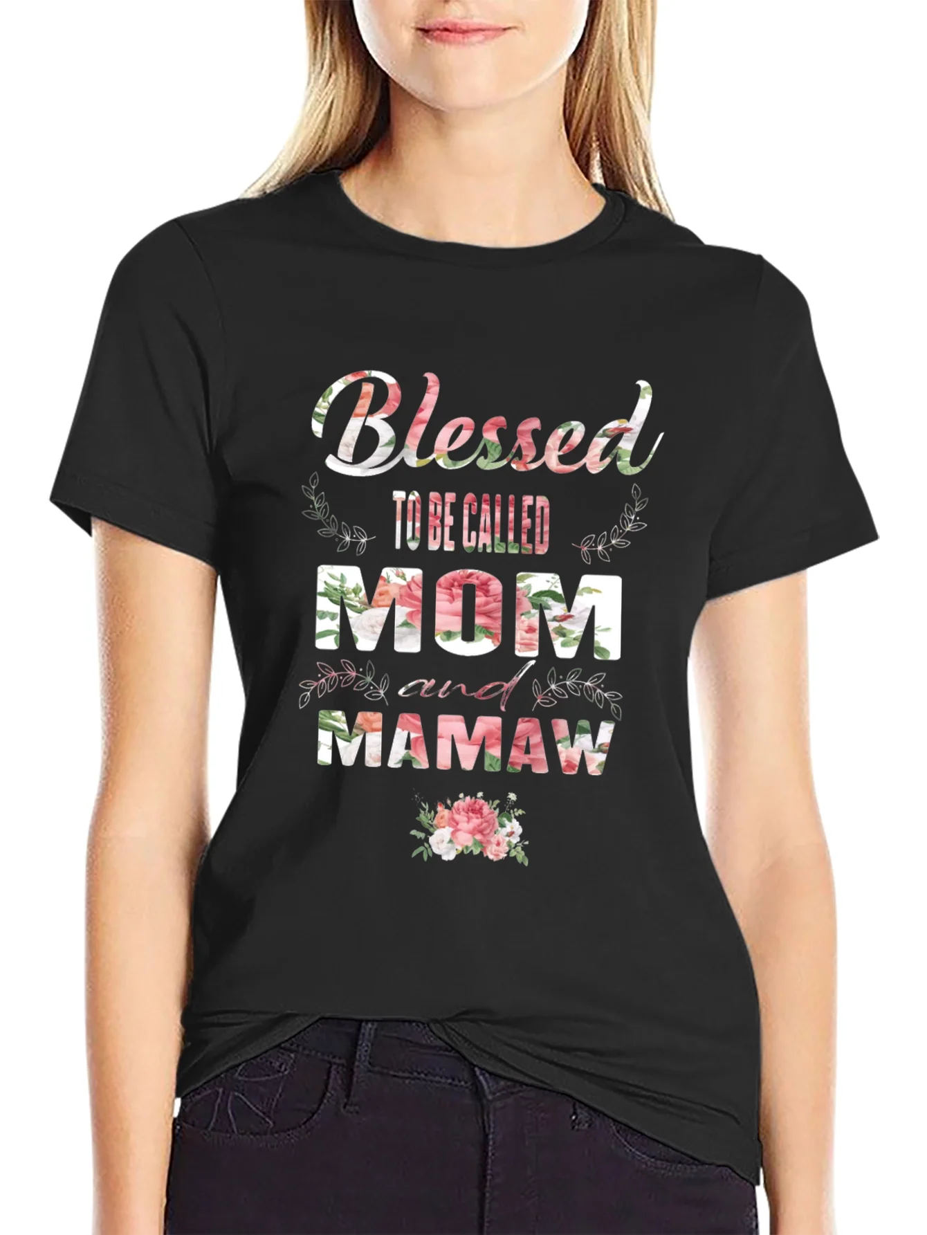 Blessed Mom and Mamaw Floral T-Shirt