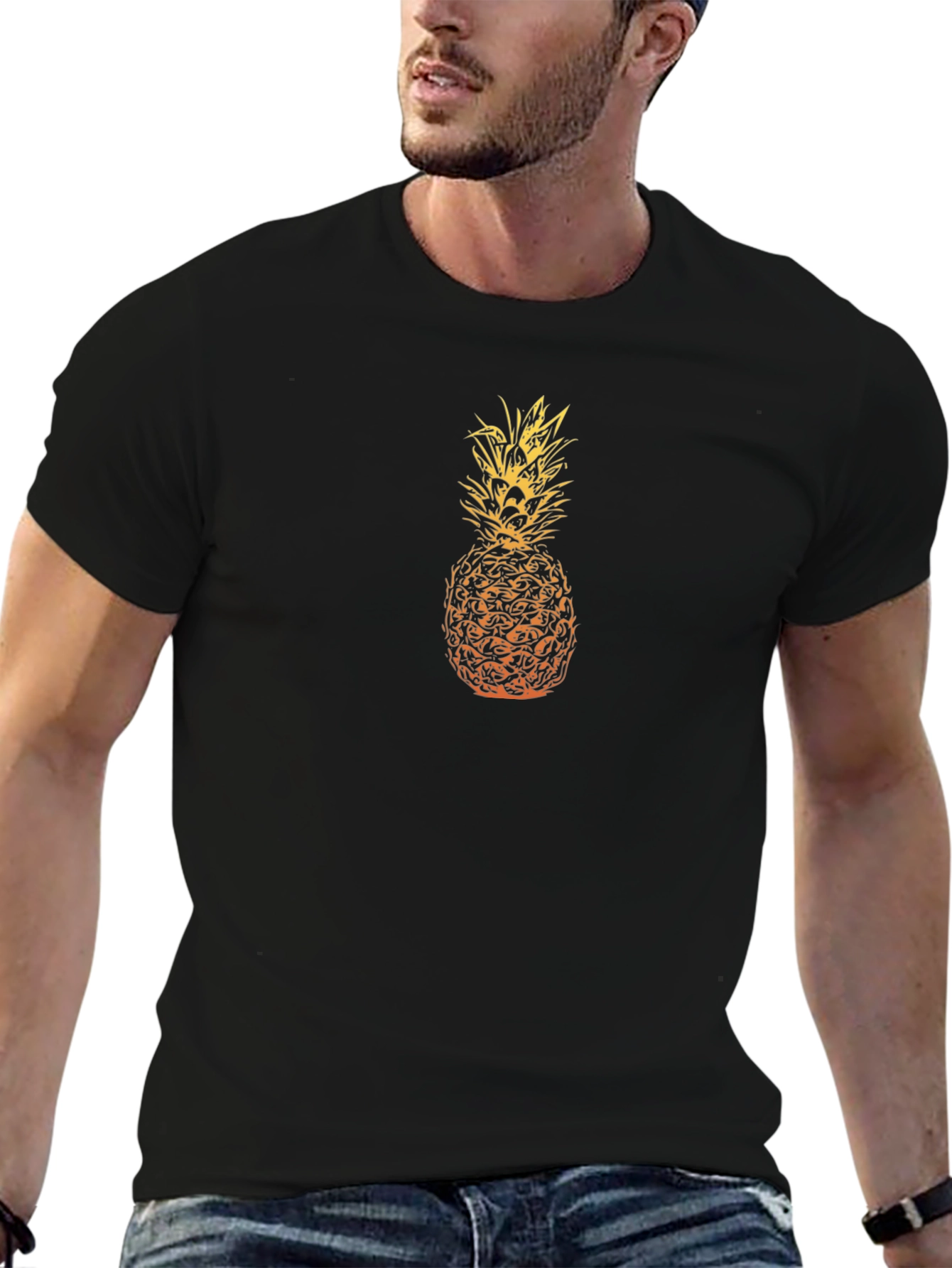 Pineapple Graphic Tee - Stylish Black T-Shirt
