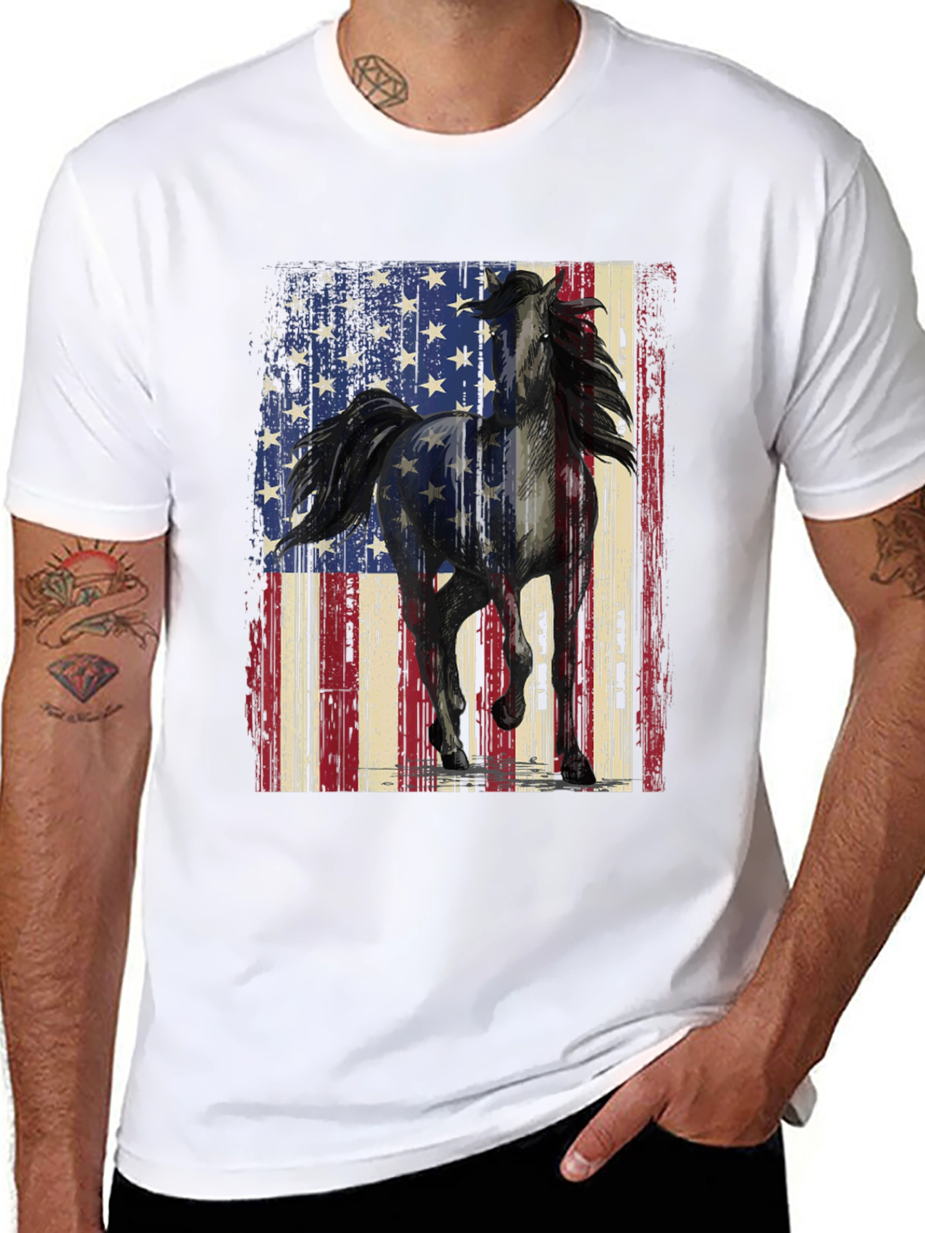 American Flag Horse Graphic Tee