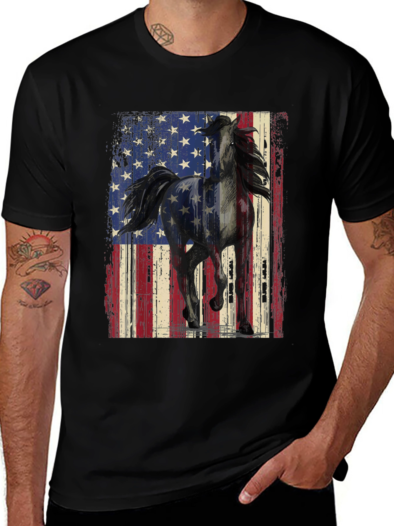 American Flag Horse Graphic Tee