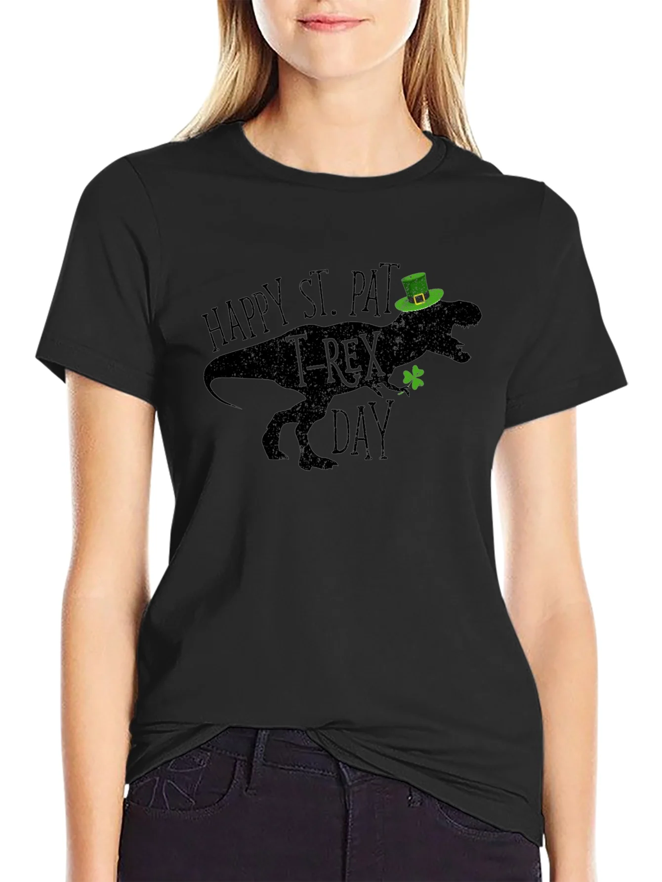 St. Pat-T-Rex Day Black T-Shirt
