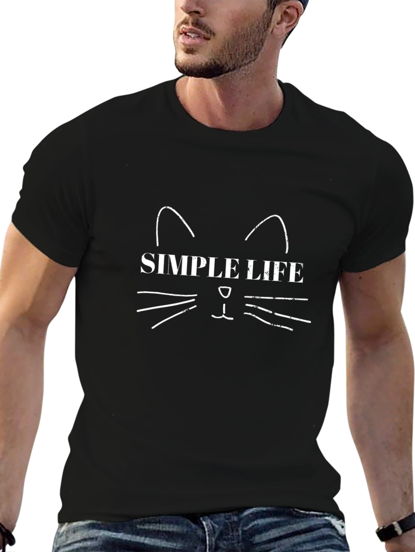 Simple Life Cat Graphic Tee - Trendy Casual Style