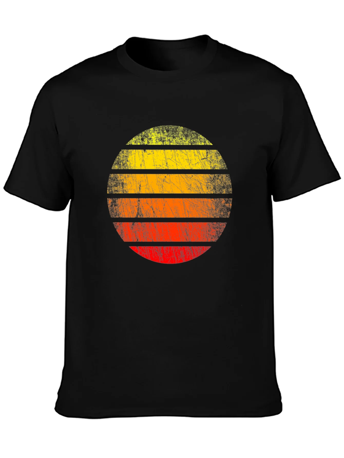 Retro Sunset Graphic Tee - Distressed Circle Design