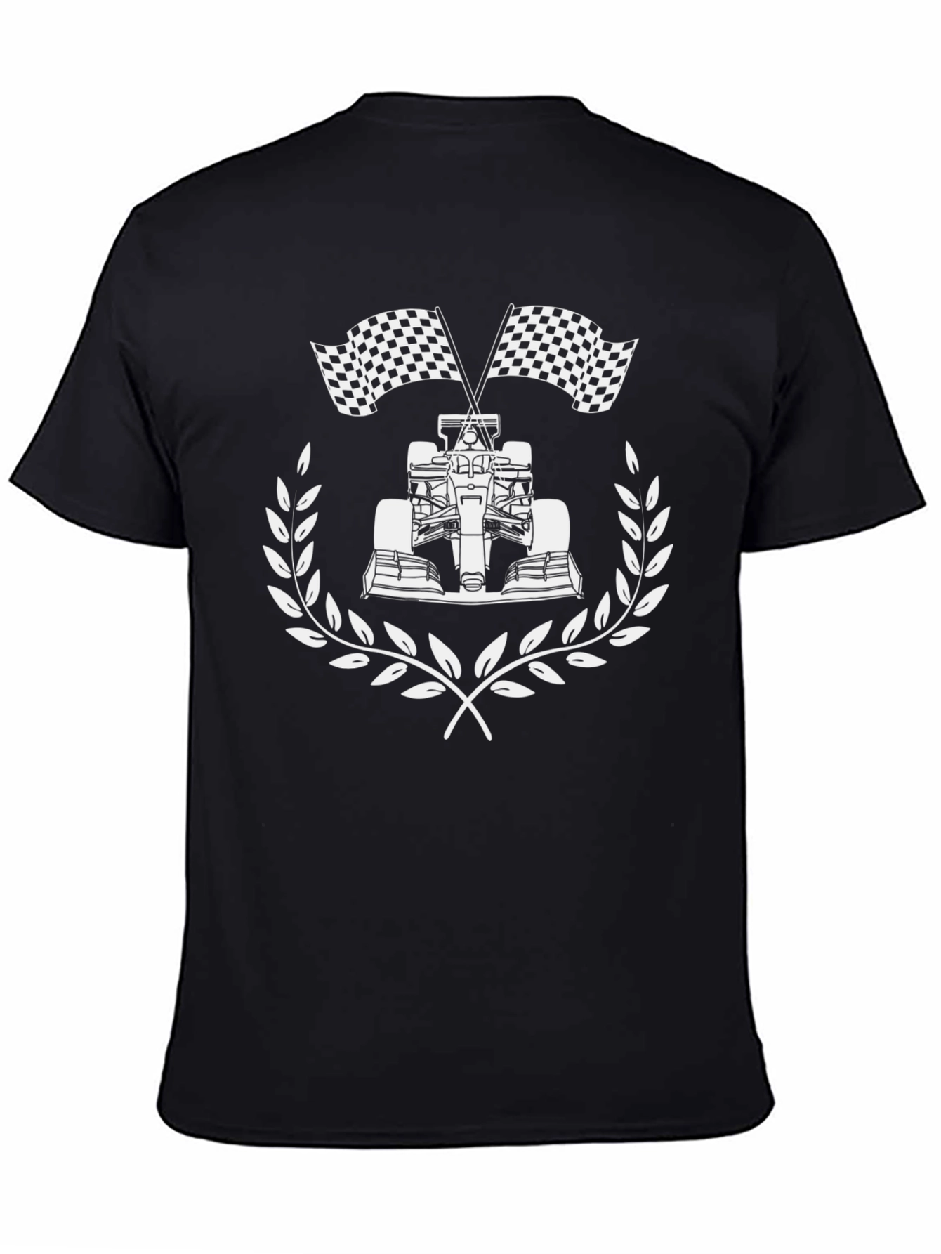 Racing Car Graphic Tee - Black Cotton T-Shirt