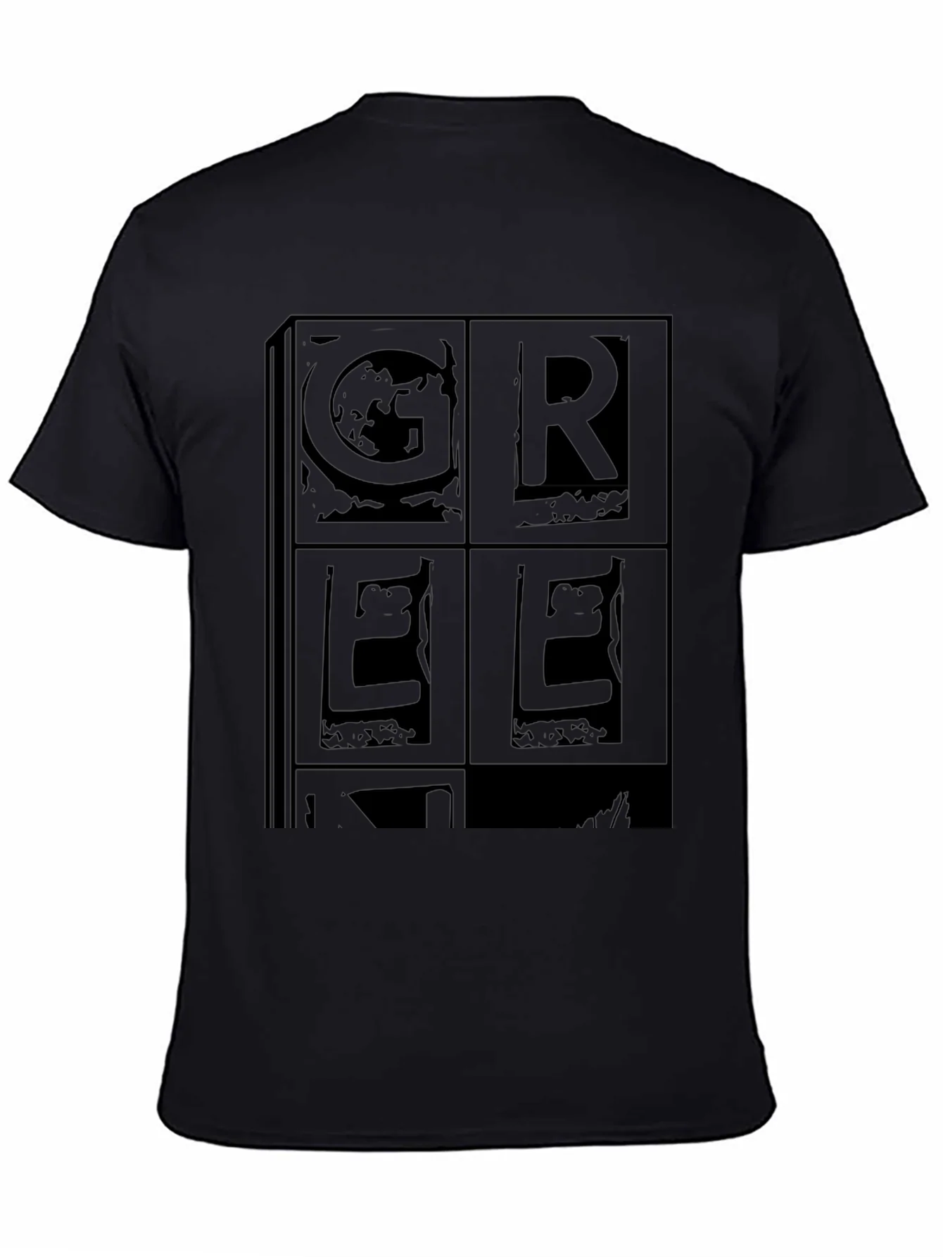 Retro GREEK Print Black T-Shirt