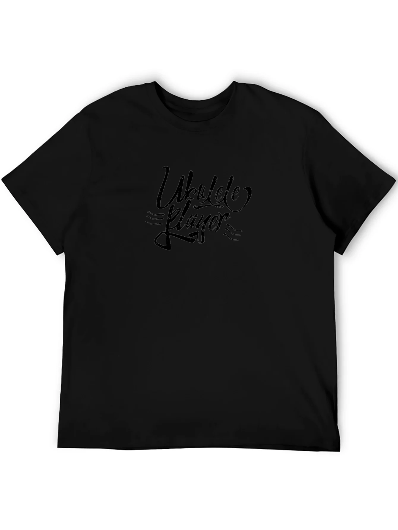 Ukulele Player Graphic Tee - Black Cotton T-Shirt