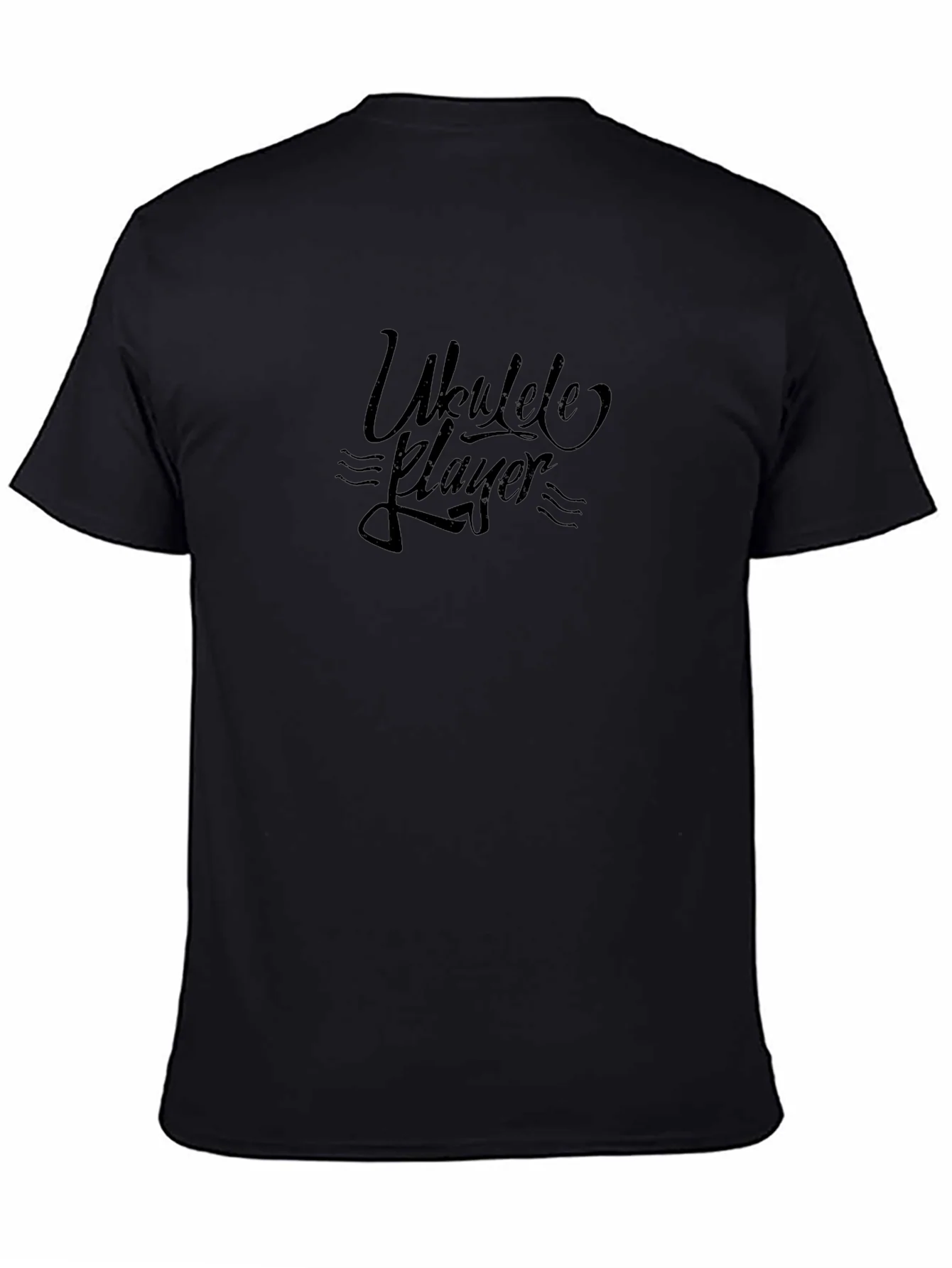 Ukulele Player Graphic Tee - Black Cotton T-Shirt