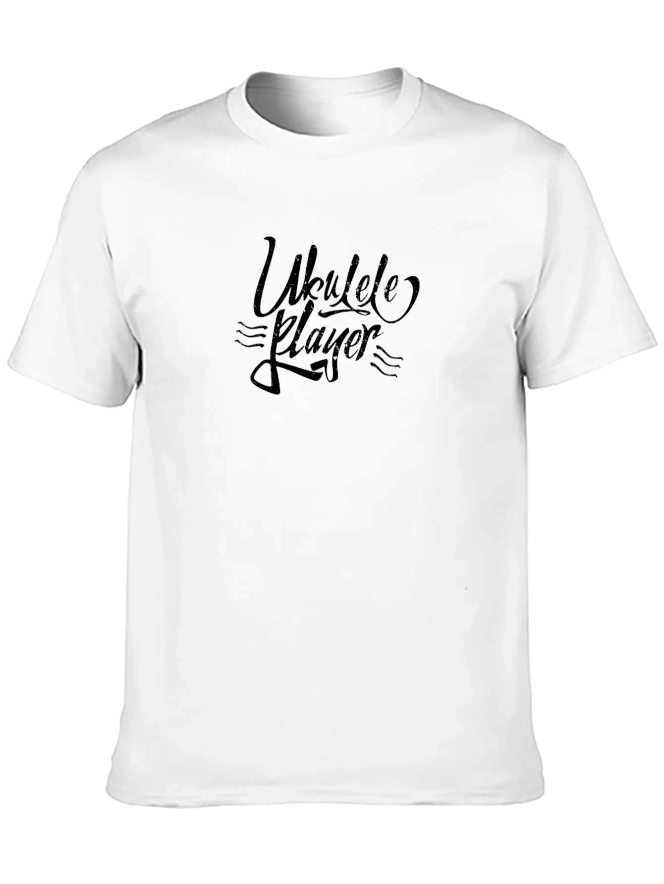 Ukulele Player Graphic Tee - Black Cotton T-Shirt