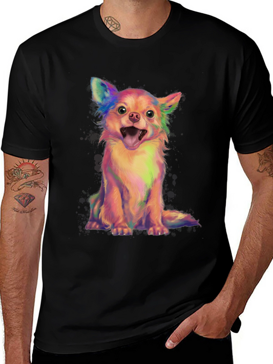 Colorful Chihuahua Graphic Print Mens Tee