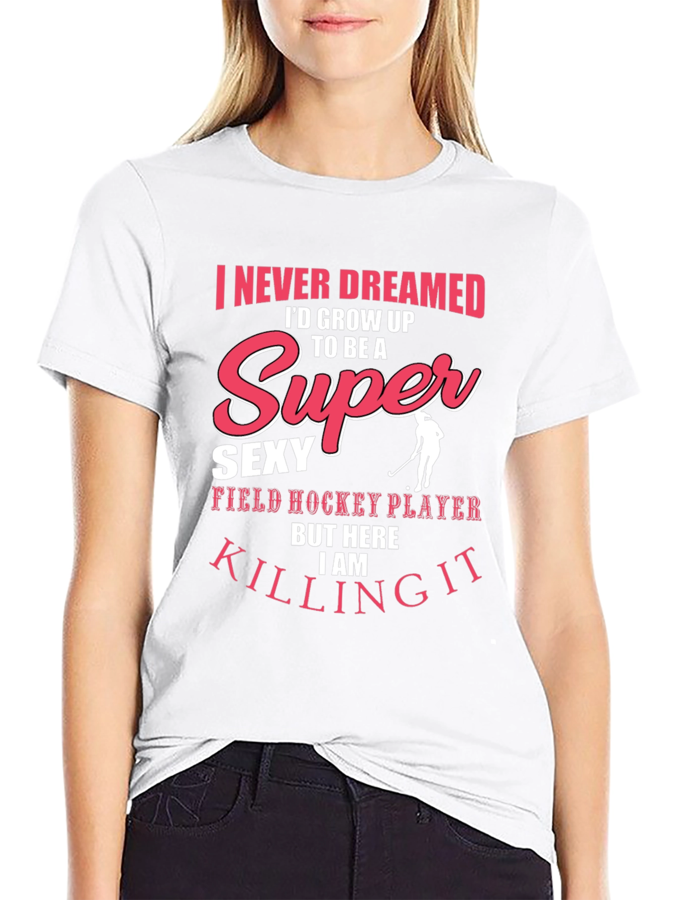 Super Sexy Field Hockey Player Black T-Shirt