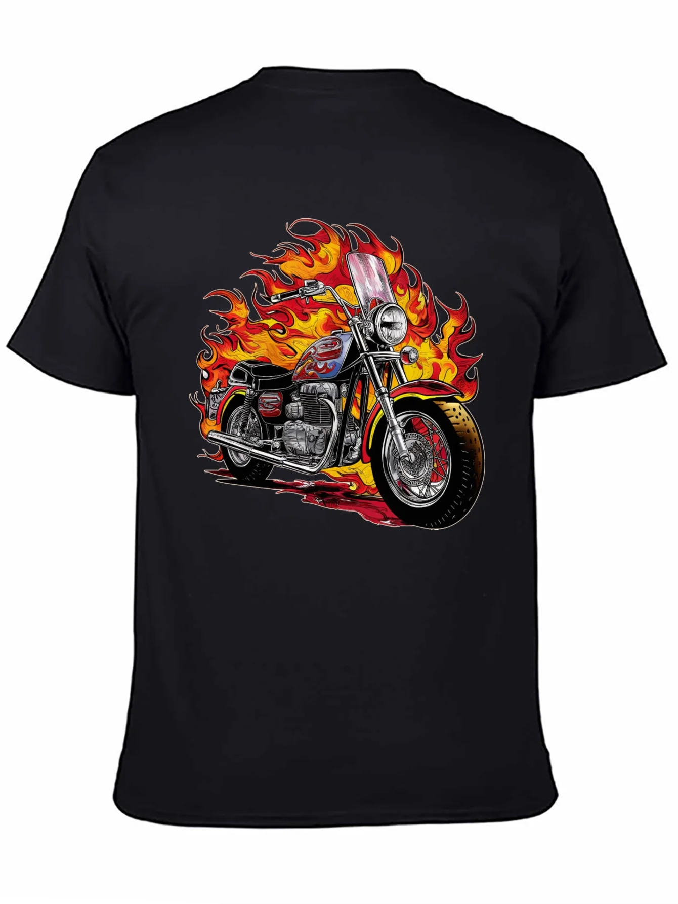 Fiery Motorcycle Graphic Tee - Ride in Style