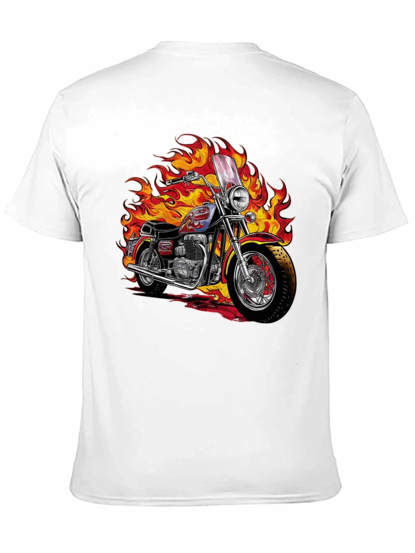 Fiery Motorcycle Graphic Tee - Ride in Style