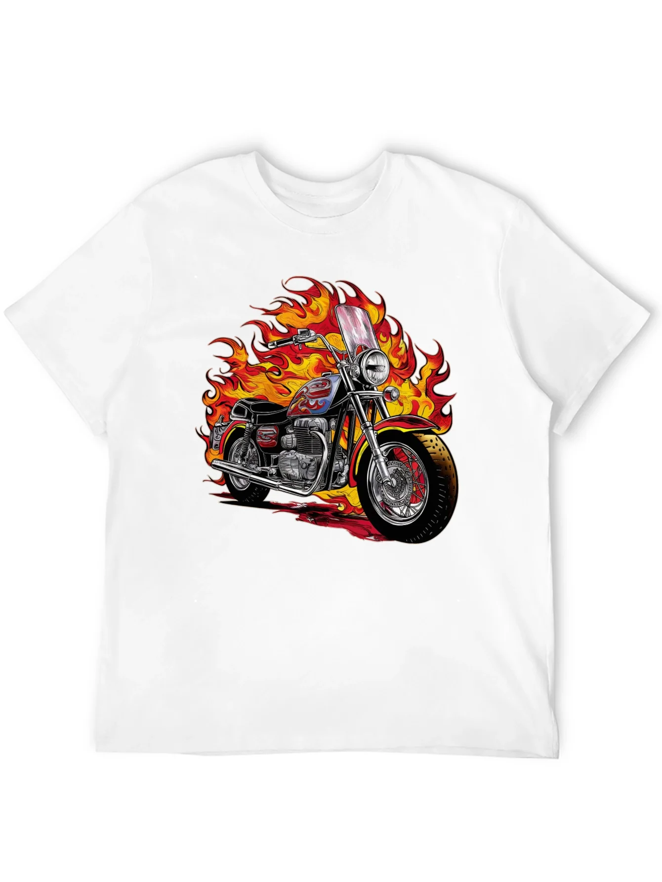 Fiery Motorcycle Graphic Tee - Ride in Style