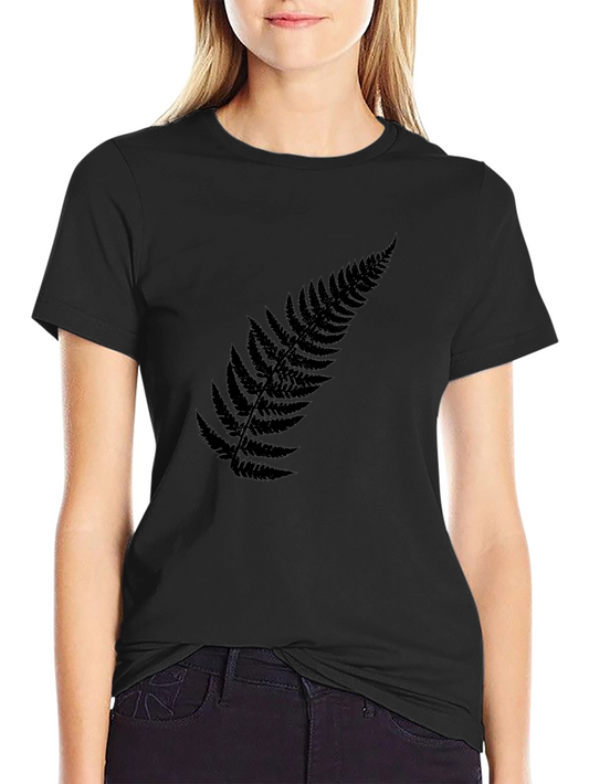 Black Fern Leaf T-Shirt - Casual Style
