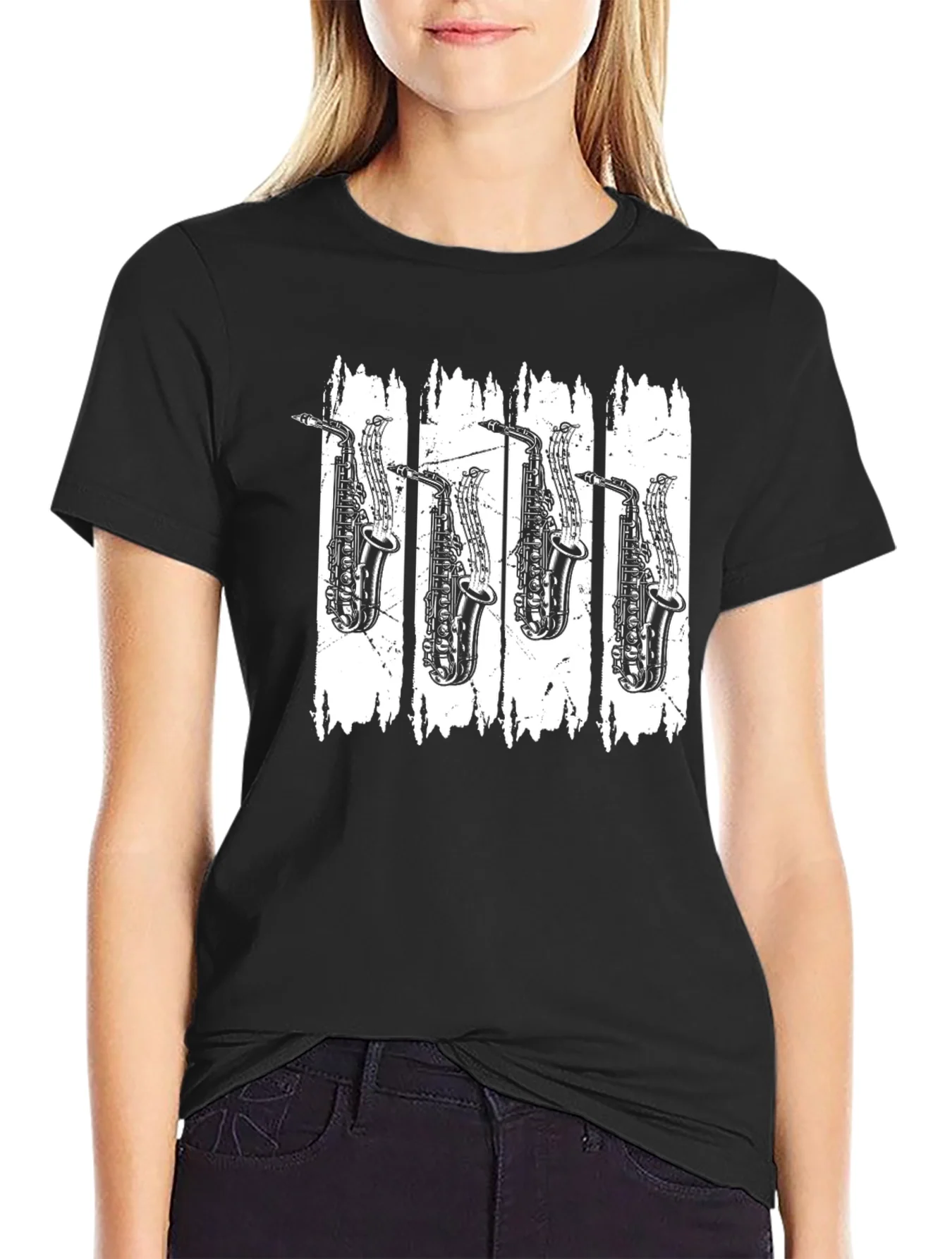 Saxophone Music T-Shirt - Black Cotton Tee